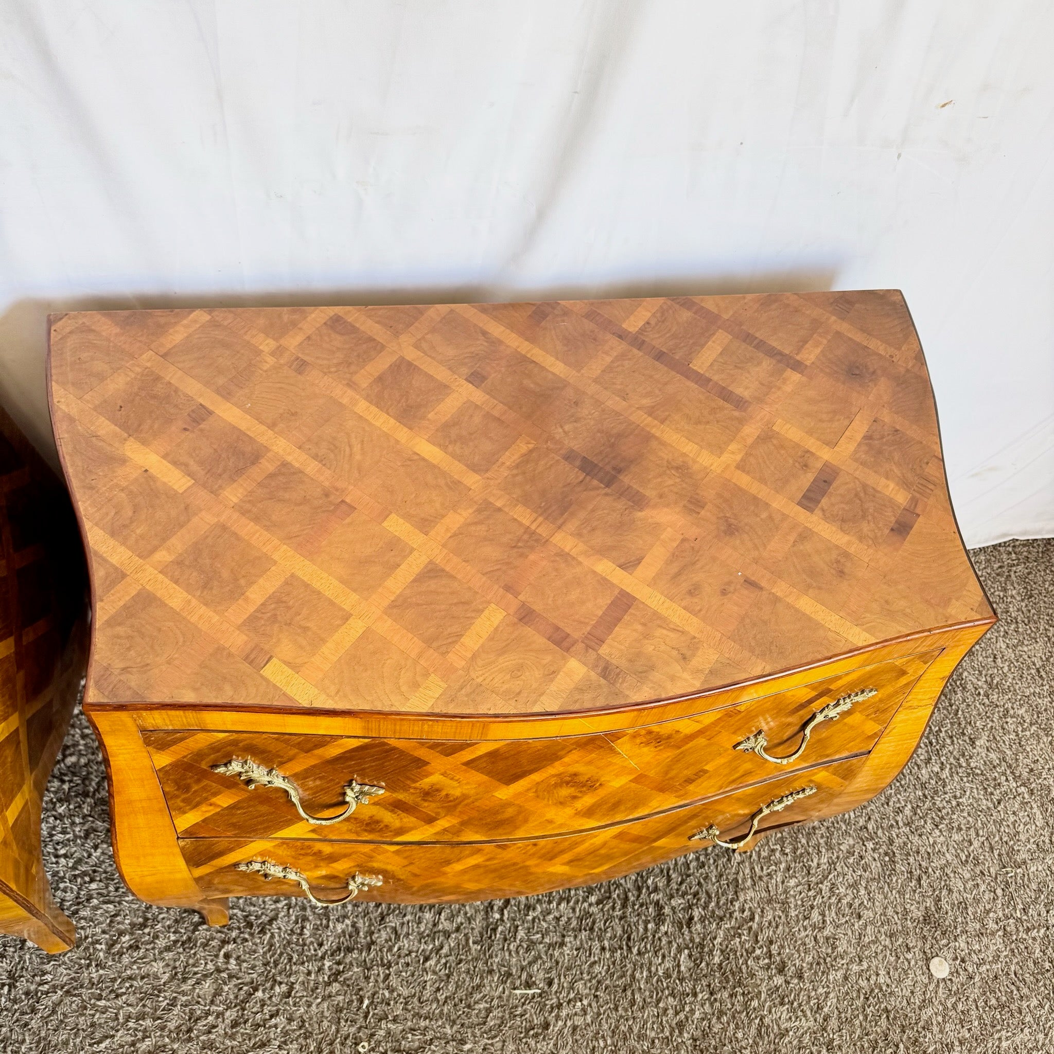 Vintage Italian Parquetry Nighstands/Commodes - A Pair