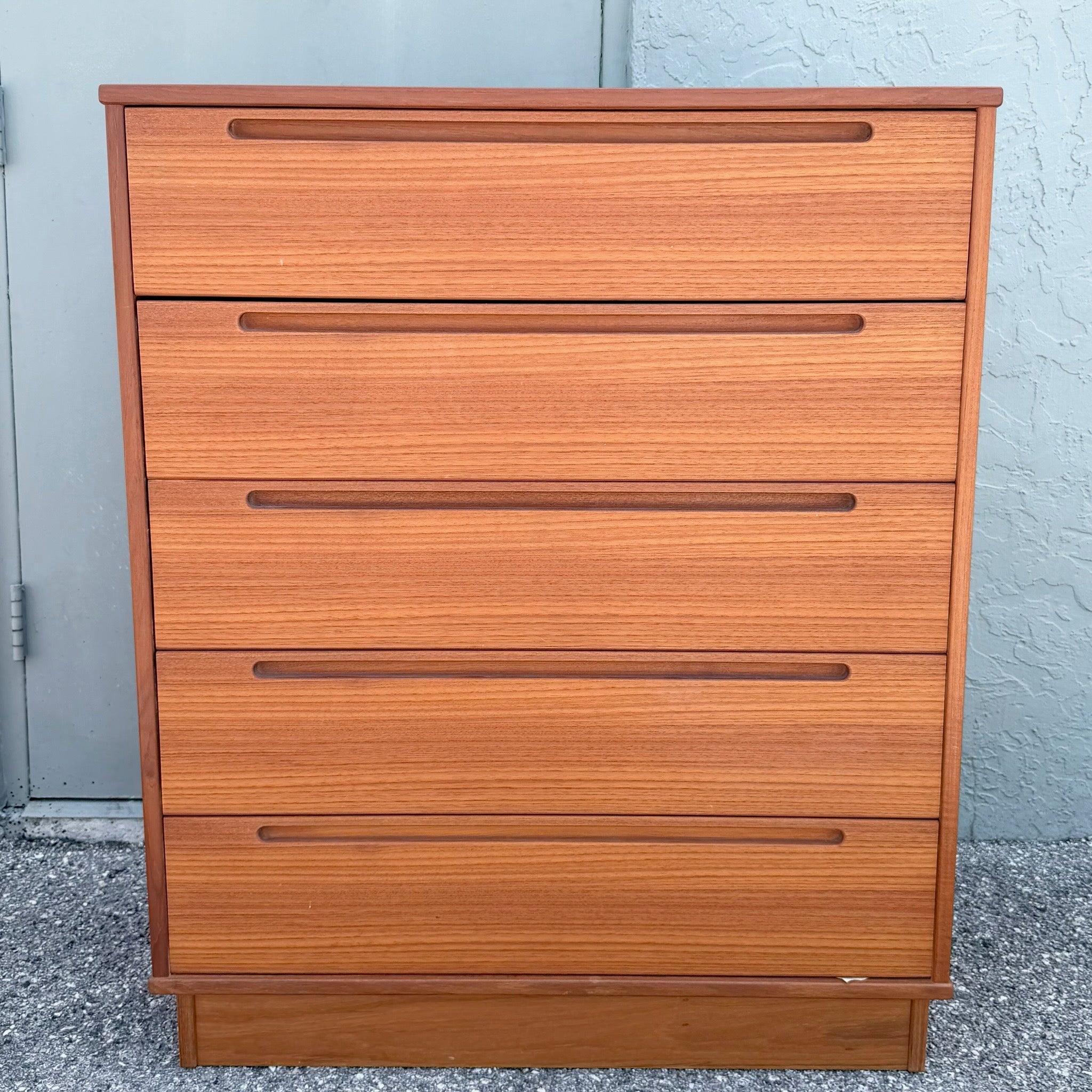 Danish Modern Teak Tallboy Dresser by Nils Jonsson for Tørring Møbelfabrik Dolphin & Flamingo