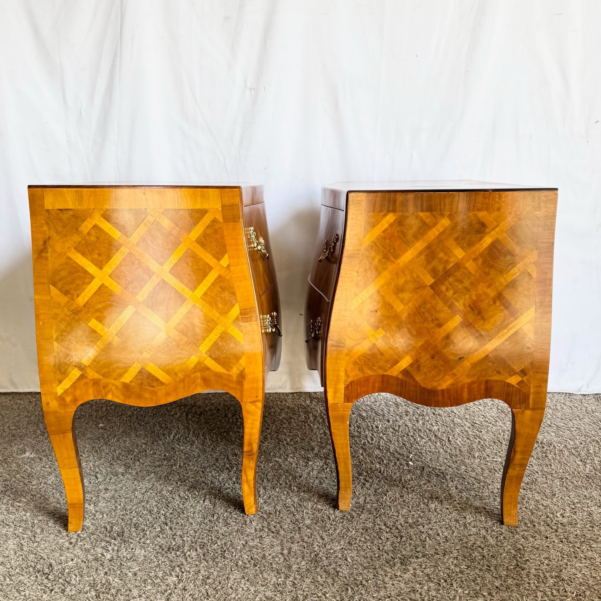Vintage Italian Parquetry Nighstands/Commodes - A Pair