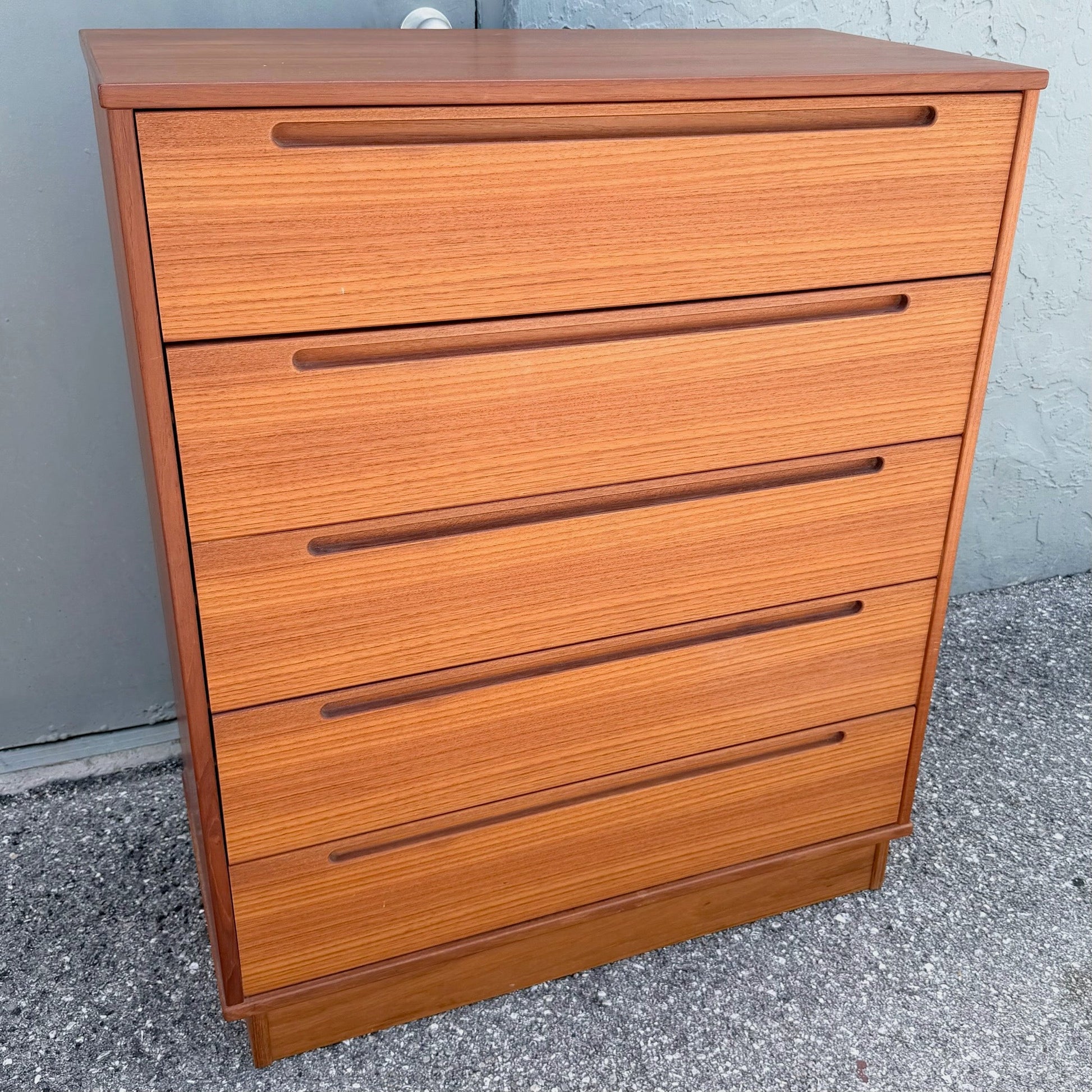 Danish Modern Teak Tallboy Dresser by Nils Jonsson for Tørring Møbelfabrik Dolphin & Flamingo