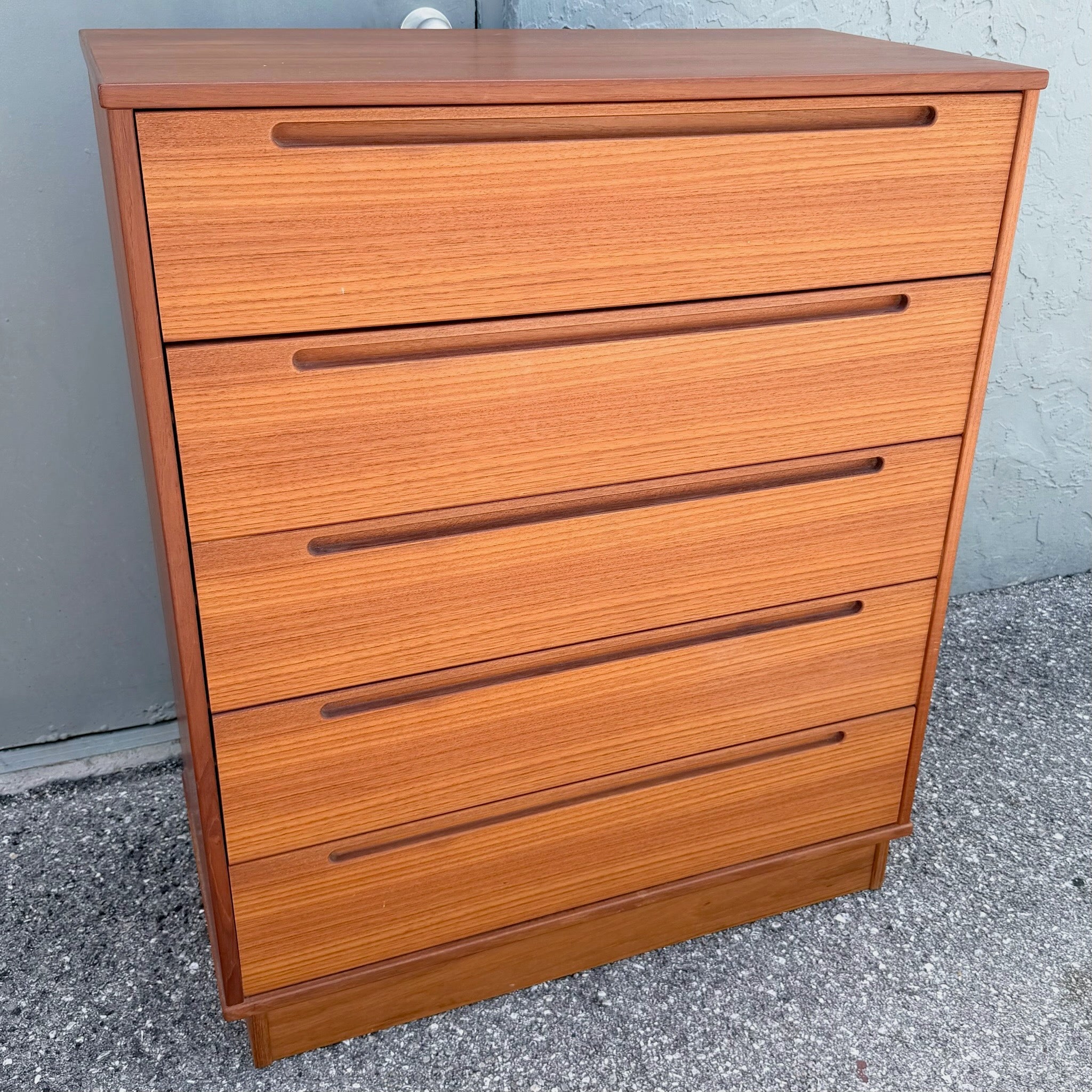 Danish Modern Teak Tallboy Dresser by Nils Jonsson for Tørring Møbelfabrik Dolphin & Flamingo