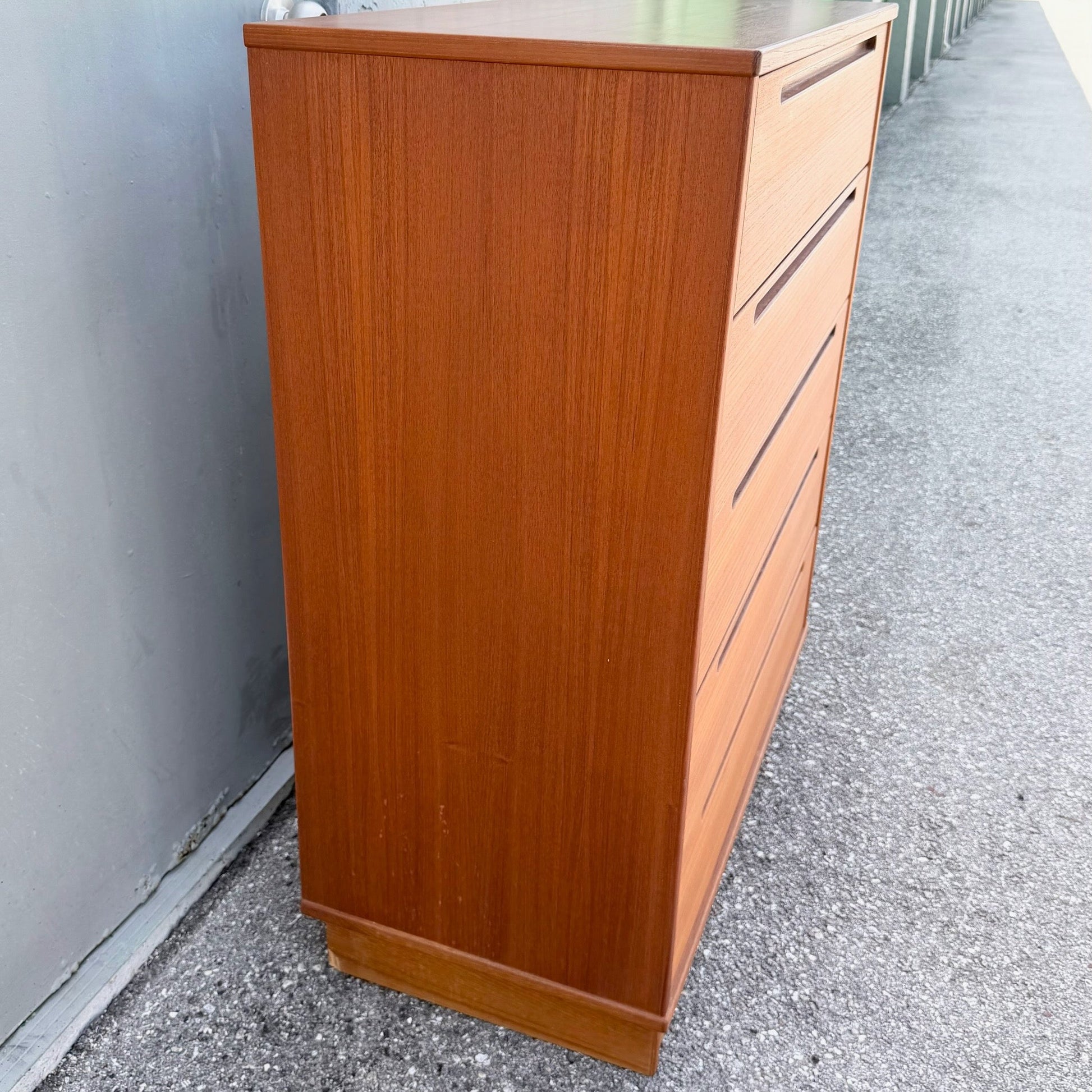 Danish Modern Teak Tallboy Dresser by Nils Jonsson for Tørring Møbelfabrik Dolphin & Flamingo
