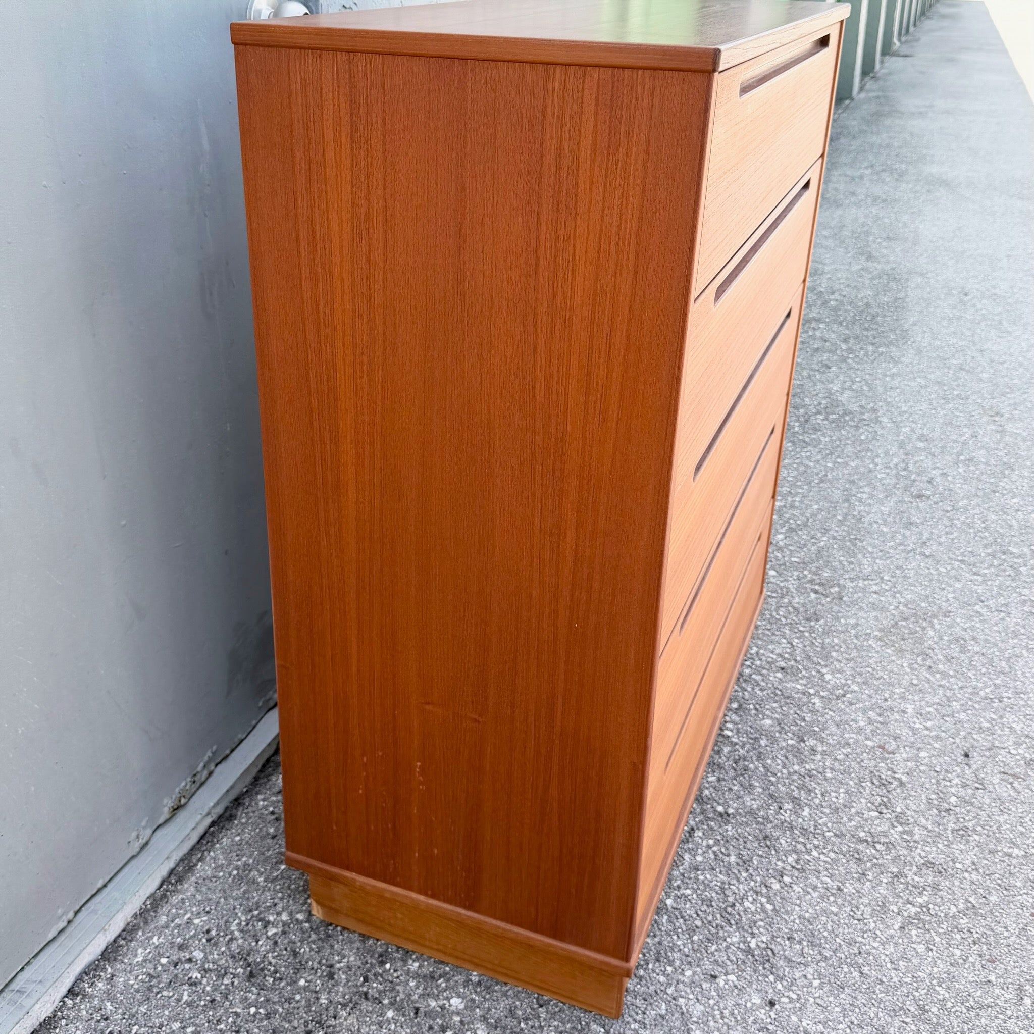 Danish Modern Teak Tallboy Dresser by Nils Jonsson for Tørring Møbelfabrik Dolphin & Flamingo