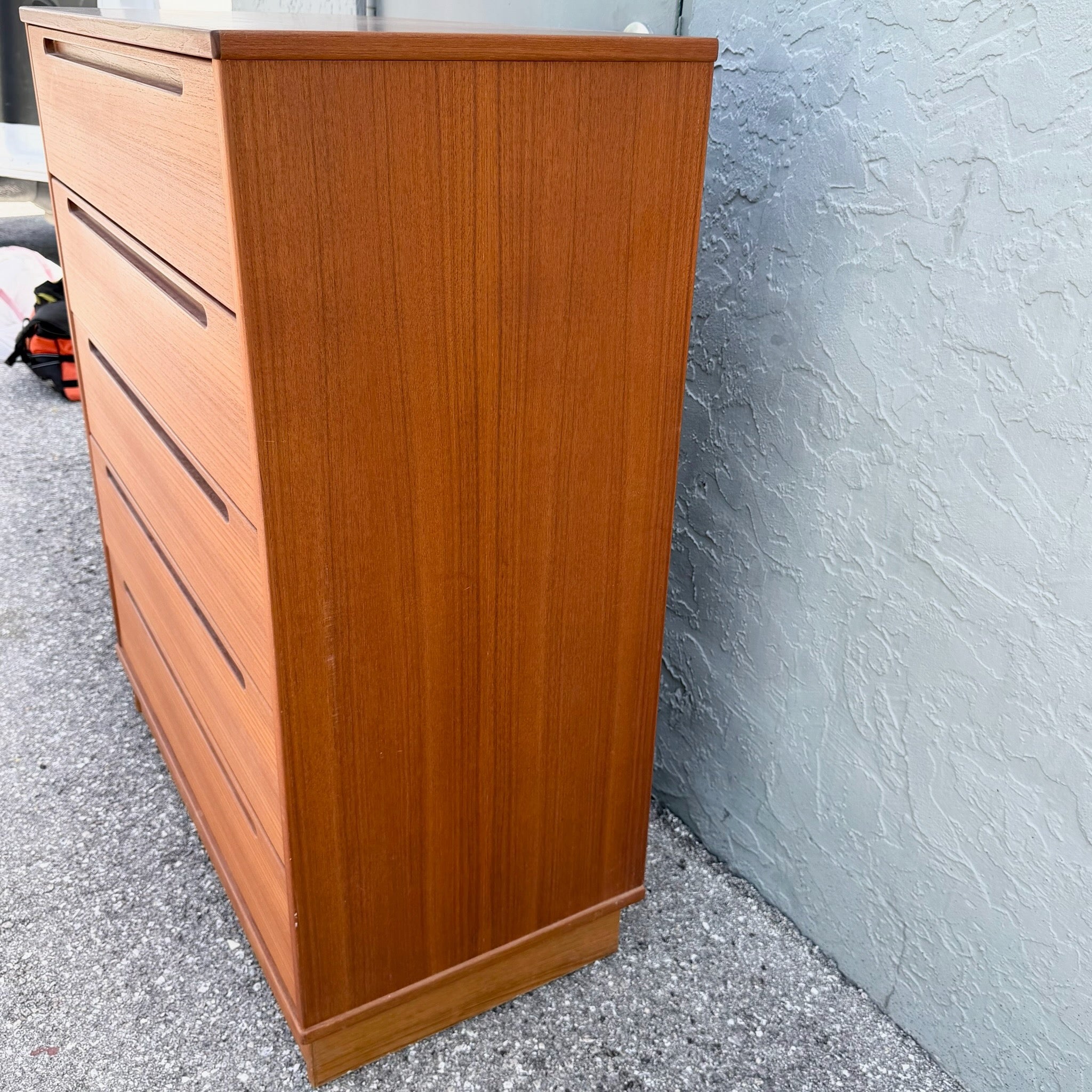Danish Modern Teak Tallboy Dresser by Nils Jonsson for Tørring Møbelfabrik Dolphin & Flamingo