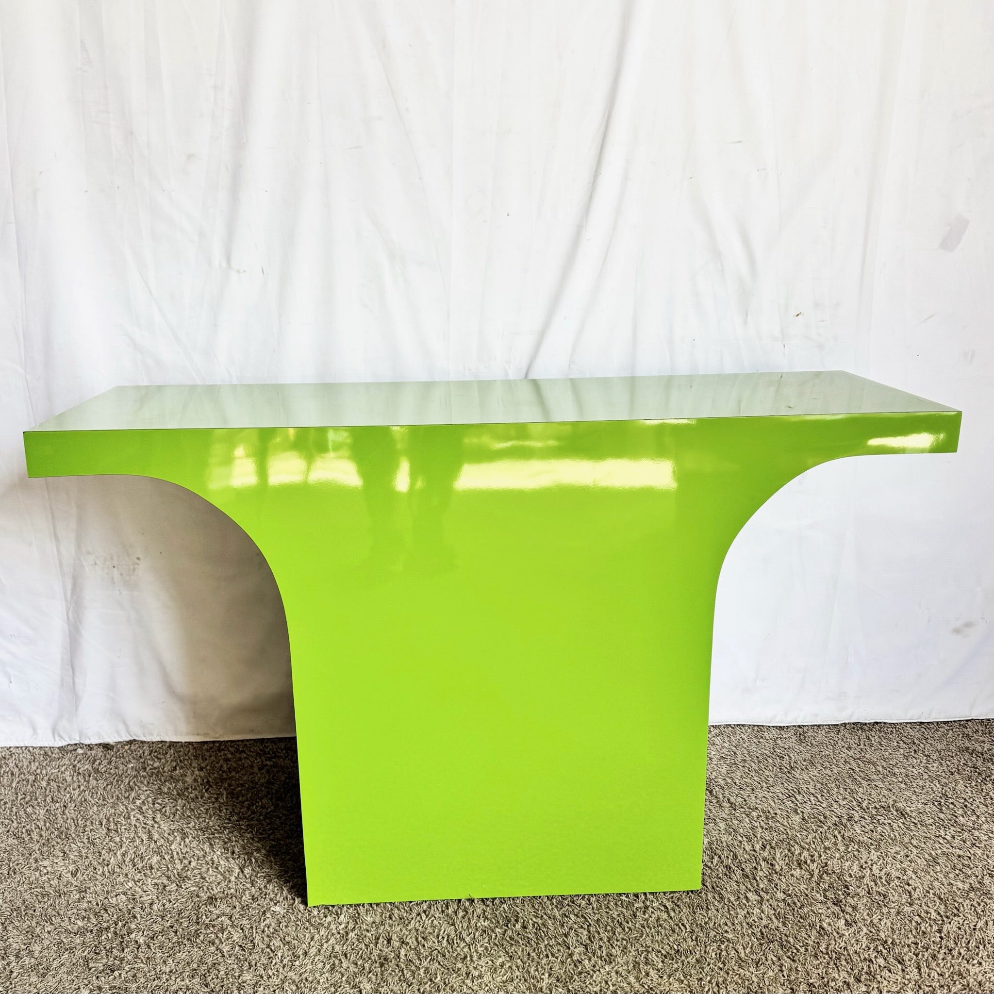 Postmodern Lime Green Lacquer Laminate Console Table