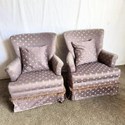 Vintage Regency Purple and Gold Honey Bees Lounge Chairs - A Pair