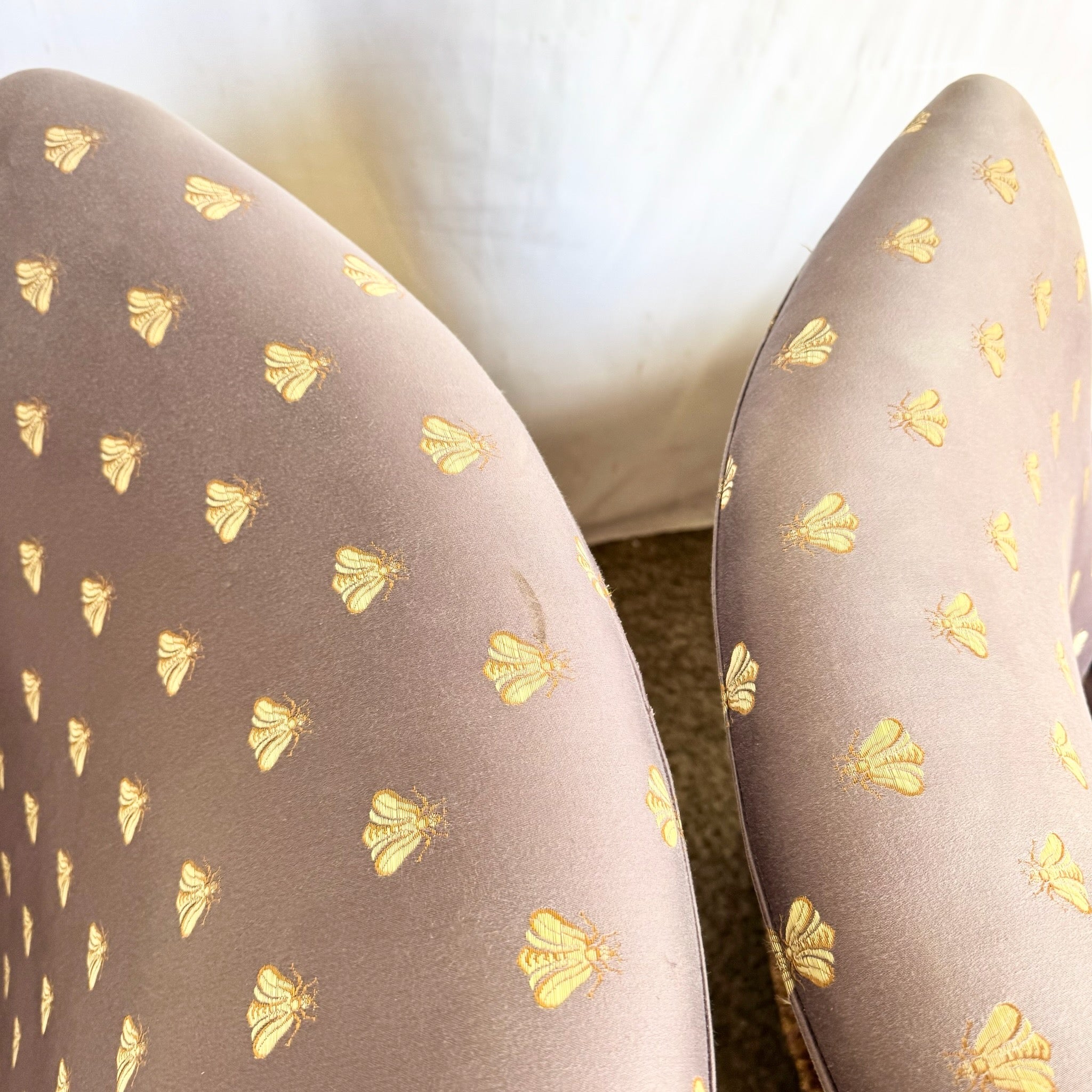 Vintage Regency Purple and Gold Honey Bees Lounge Chairs - A Pair