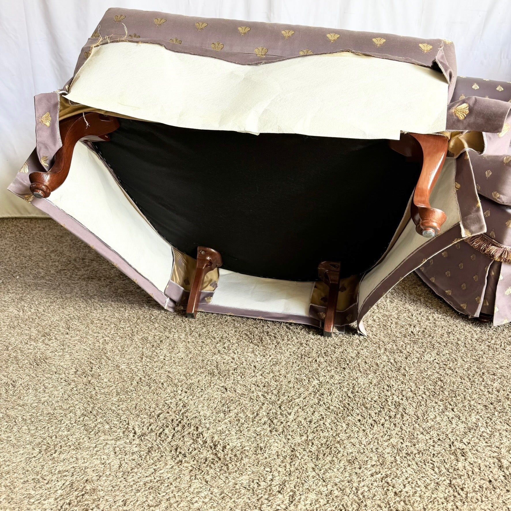 Vintage Regency Purple and Gold Honey Bees Lounge Chairs - A Pair