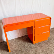 Postmodern Tangerine Orange Lacquer Laminate Waterfall Desk