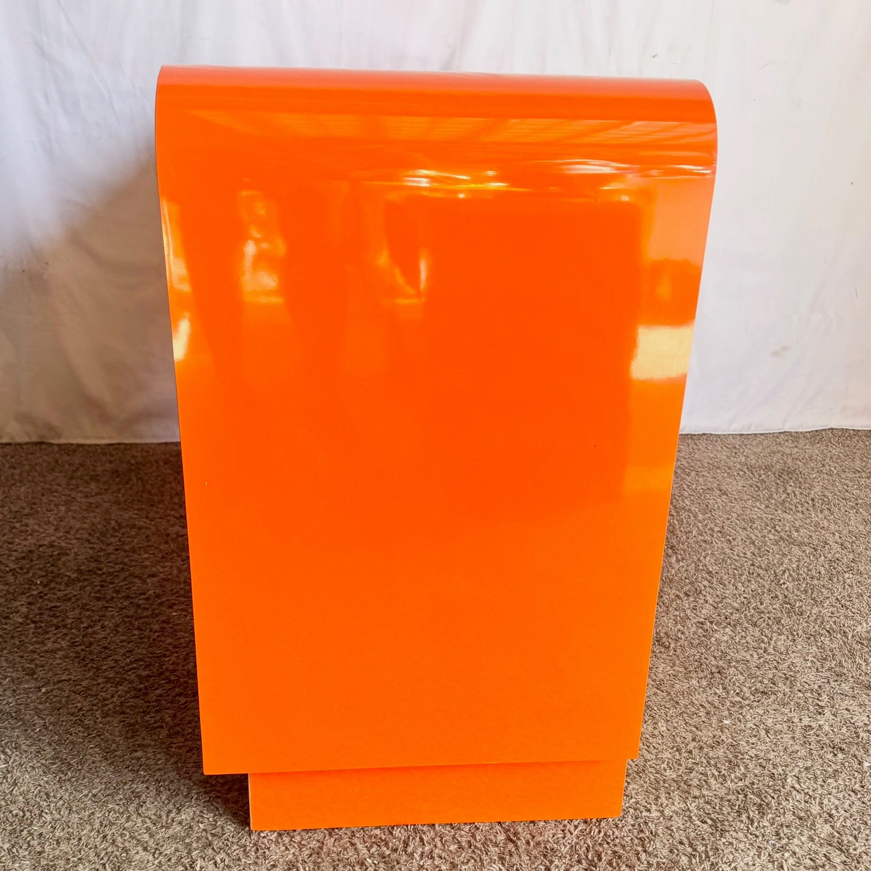 Postmodern Tangerine Orange Lacquer Laminate Waterfall Desk