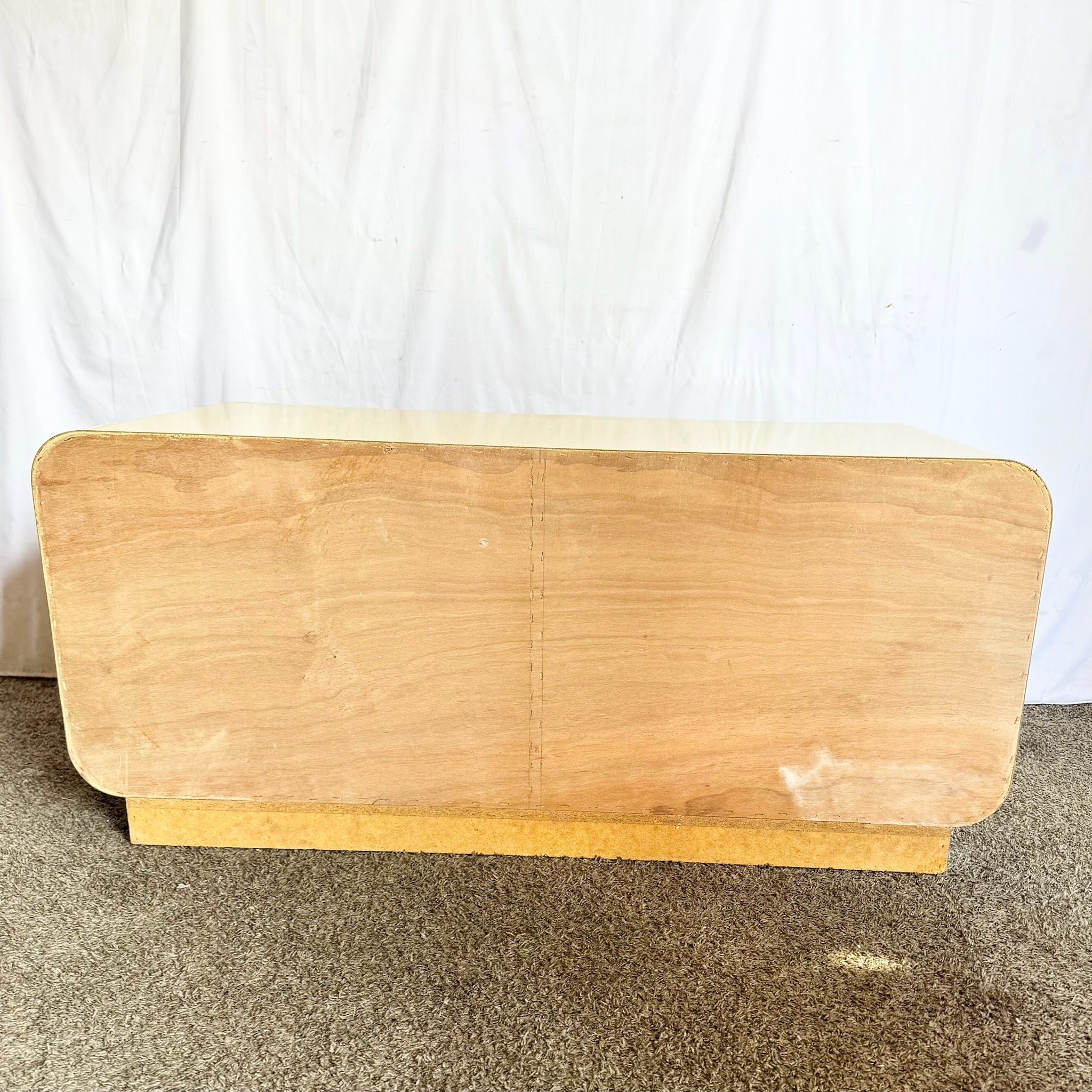 Postmodern Yellow Lacquer Laminate Low Credenza/Cabinet With Chrome Base