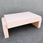 Postmodern Light Pink Laminate Floating Waterfall Coffee Table Dolphin & Flamingo