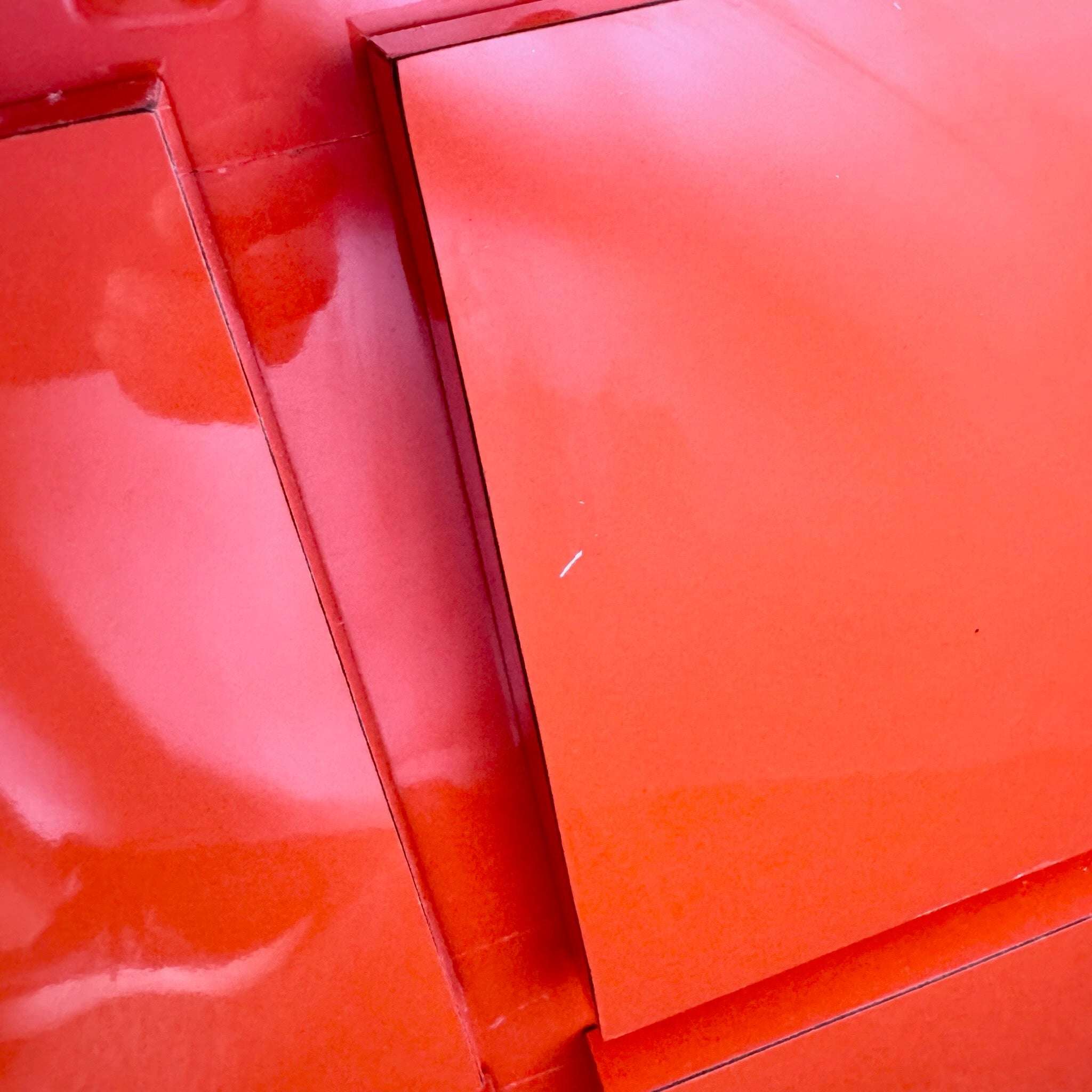 Postmodern Tangerine Orange Lacquer Laminate Waterfall Dresser
