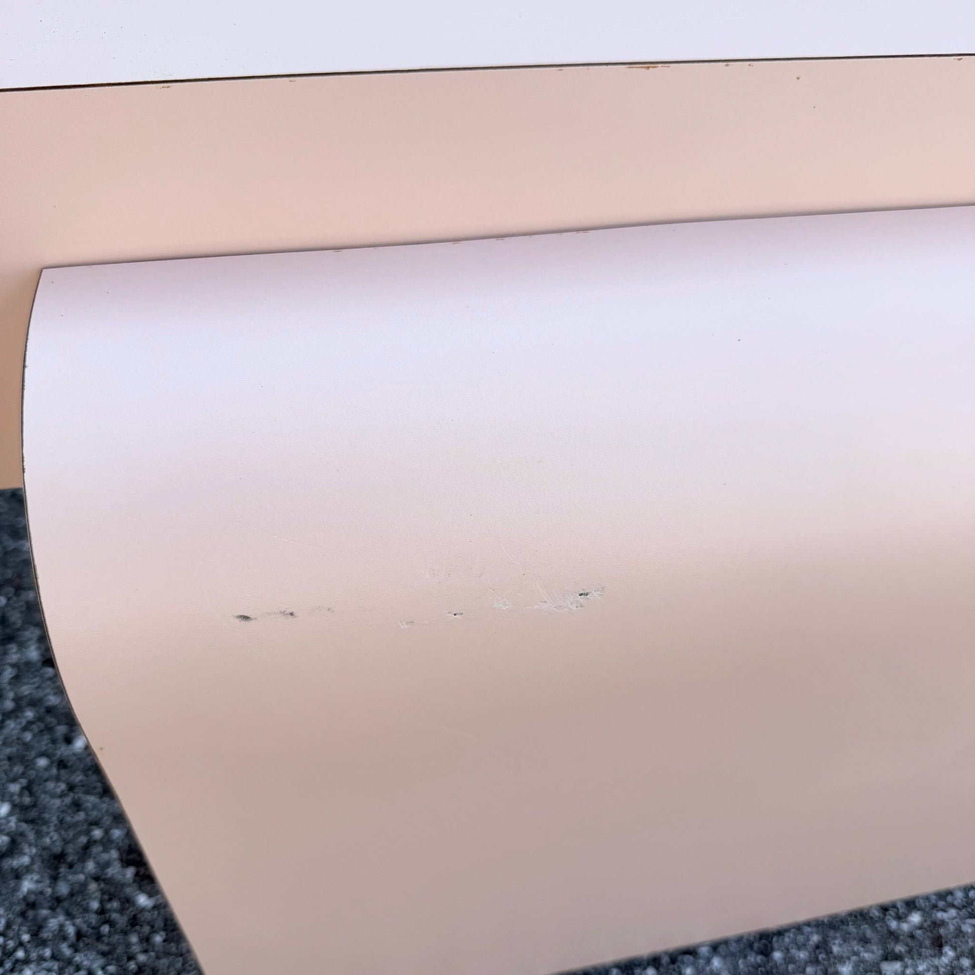 Postmodern Light Pink Laminate Floating Waterfall Coffee Table Dolphin & Flamingo