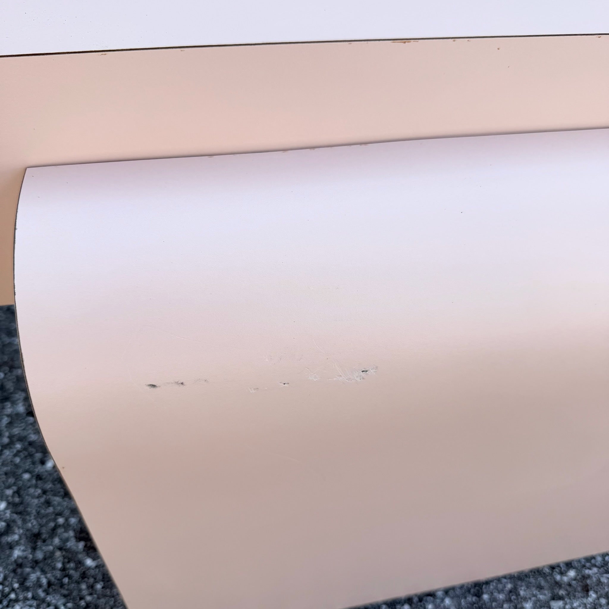 Postmodern Light Pink Laminate Floating Waterfall Coffee Table Dolphin & Flamingo