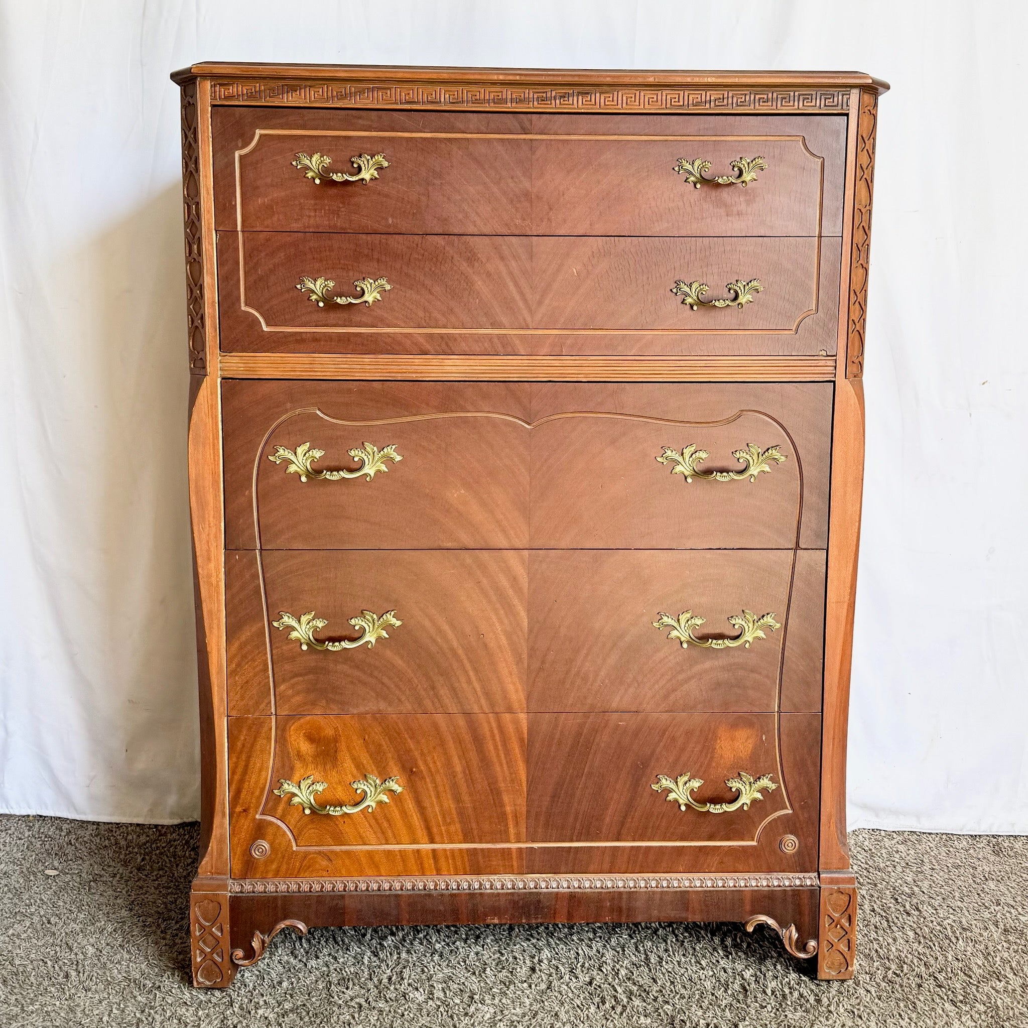 Antique French Provincial Style Wooden Highboy by Imperial Furniture Manufacturing