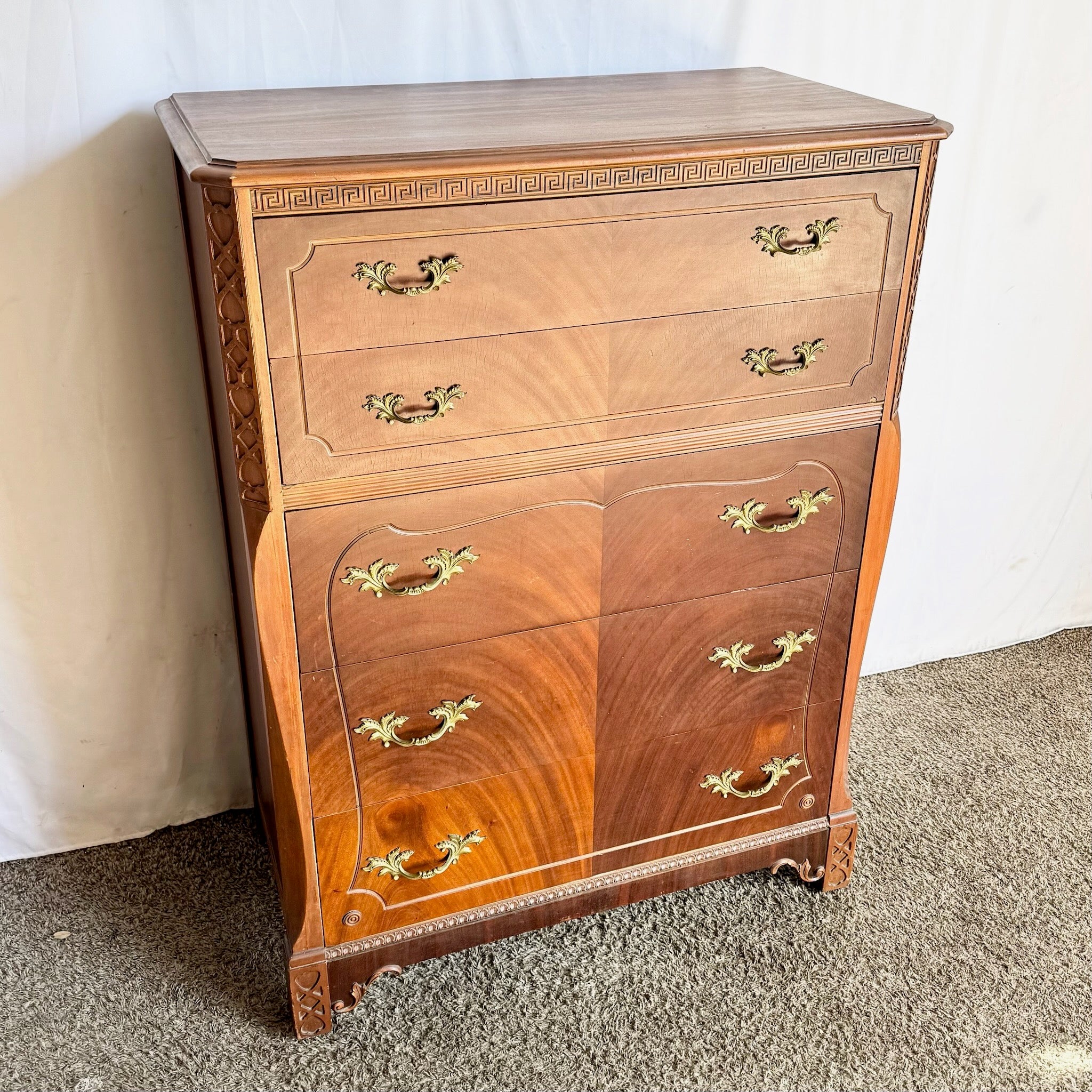 Antique French Provincial Style Wooden Highboy by Imperial Furniture Manufacturing