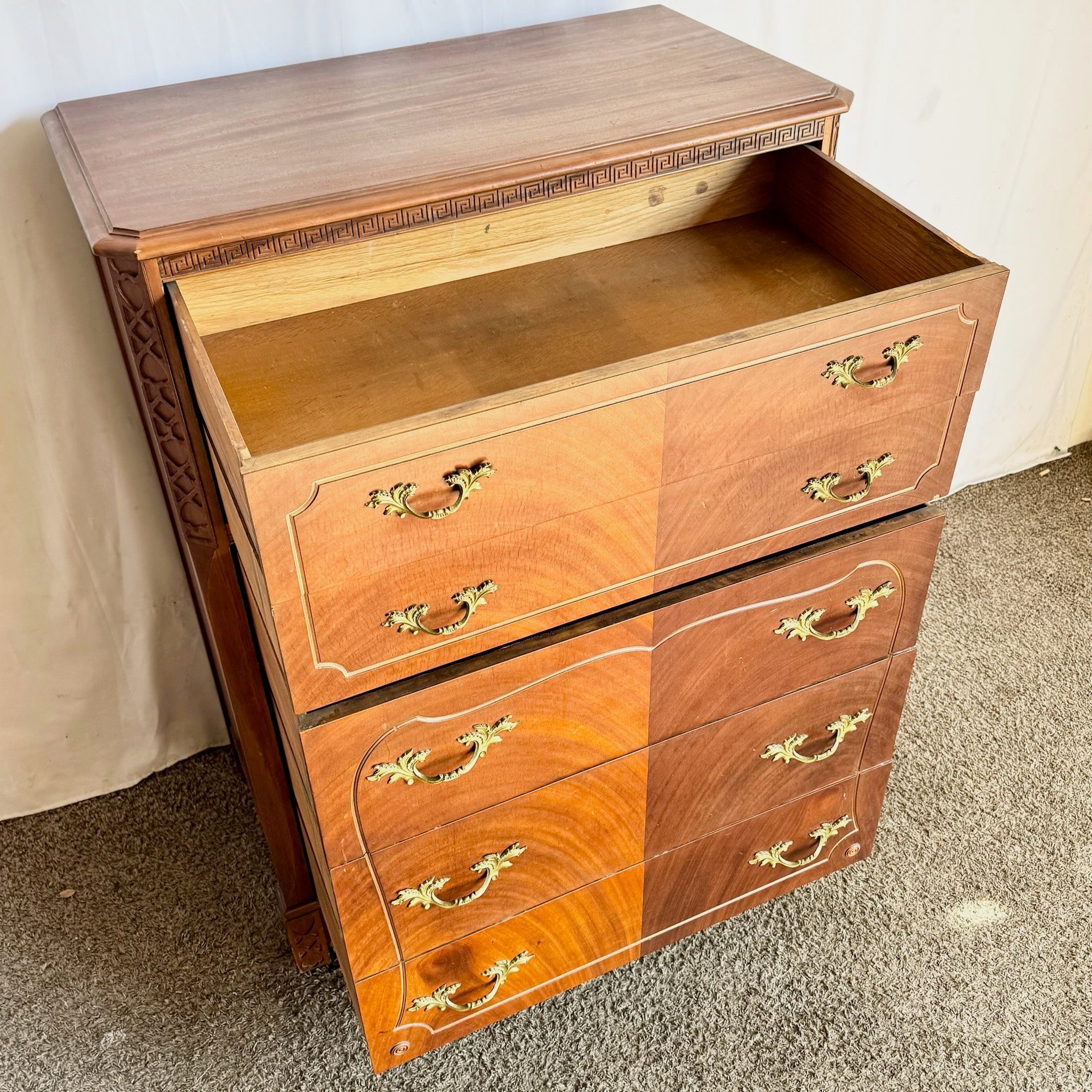 Antique French Provincial Style Wooden Highboy by Imperial Furniture Manufacturing