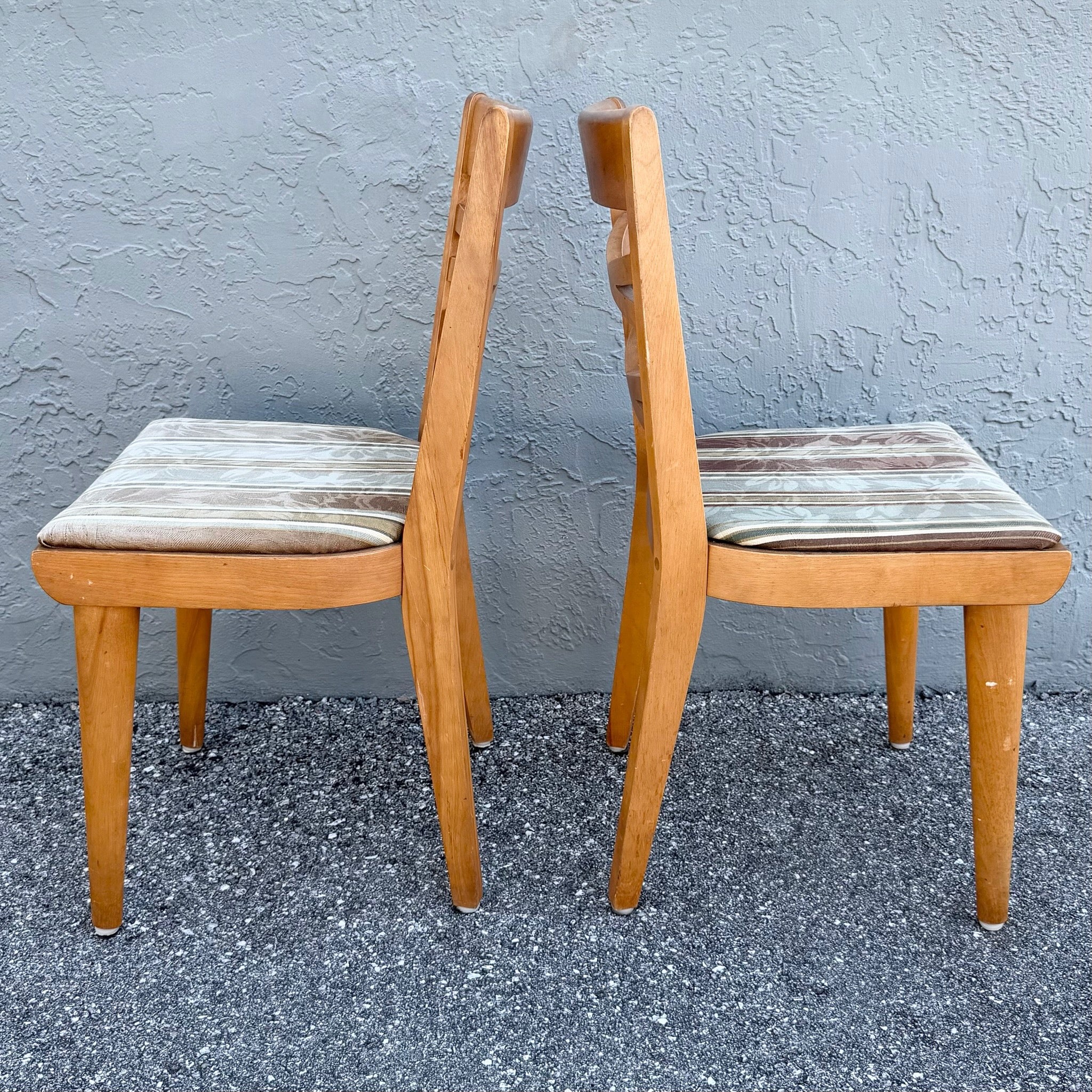 Mid Century Modern Double Cross Back Dining Chairs by Heywood Wakefield - Set of 4 Dolphin & Flamingo