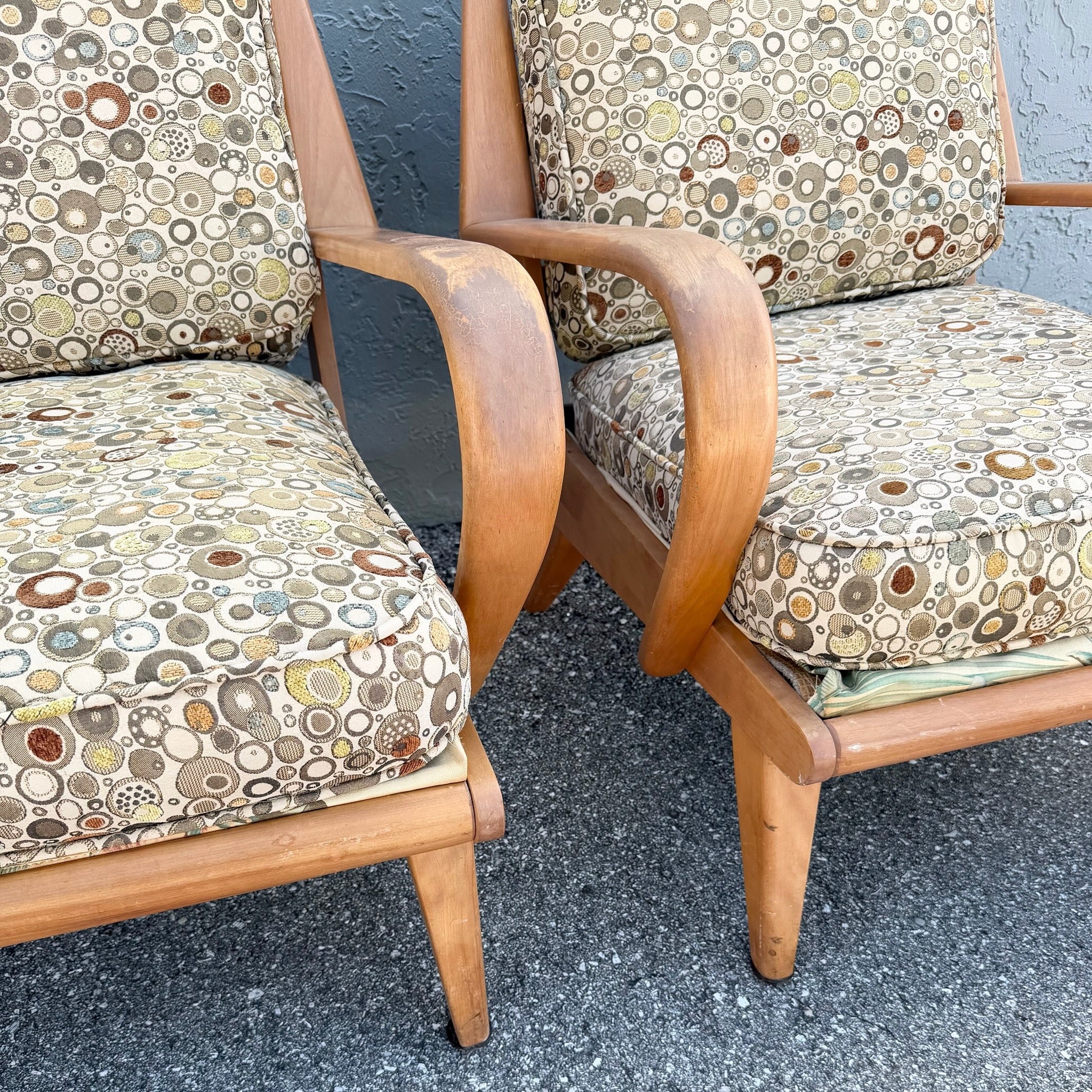 Mid Century Modern Bentwood Lounge Chairs by Heywood Wakefield - A Pair Dolphin & Flamingo