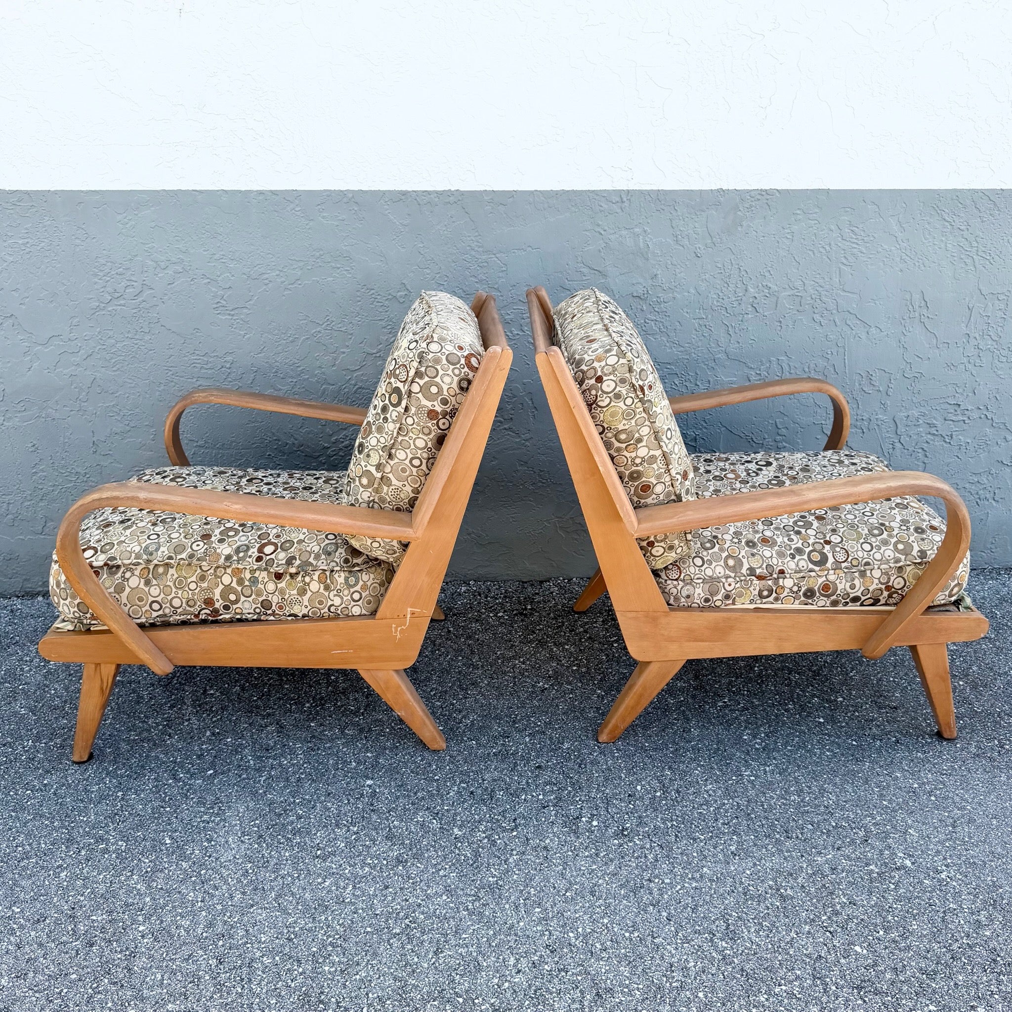 Mid Century Modern Bentwood Lounge Chairs by Heywood Wakefield - A Pair Dolphin & Flamingo