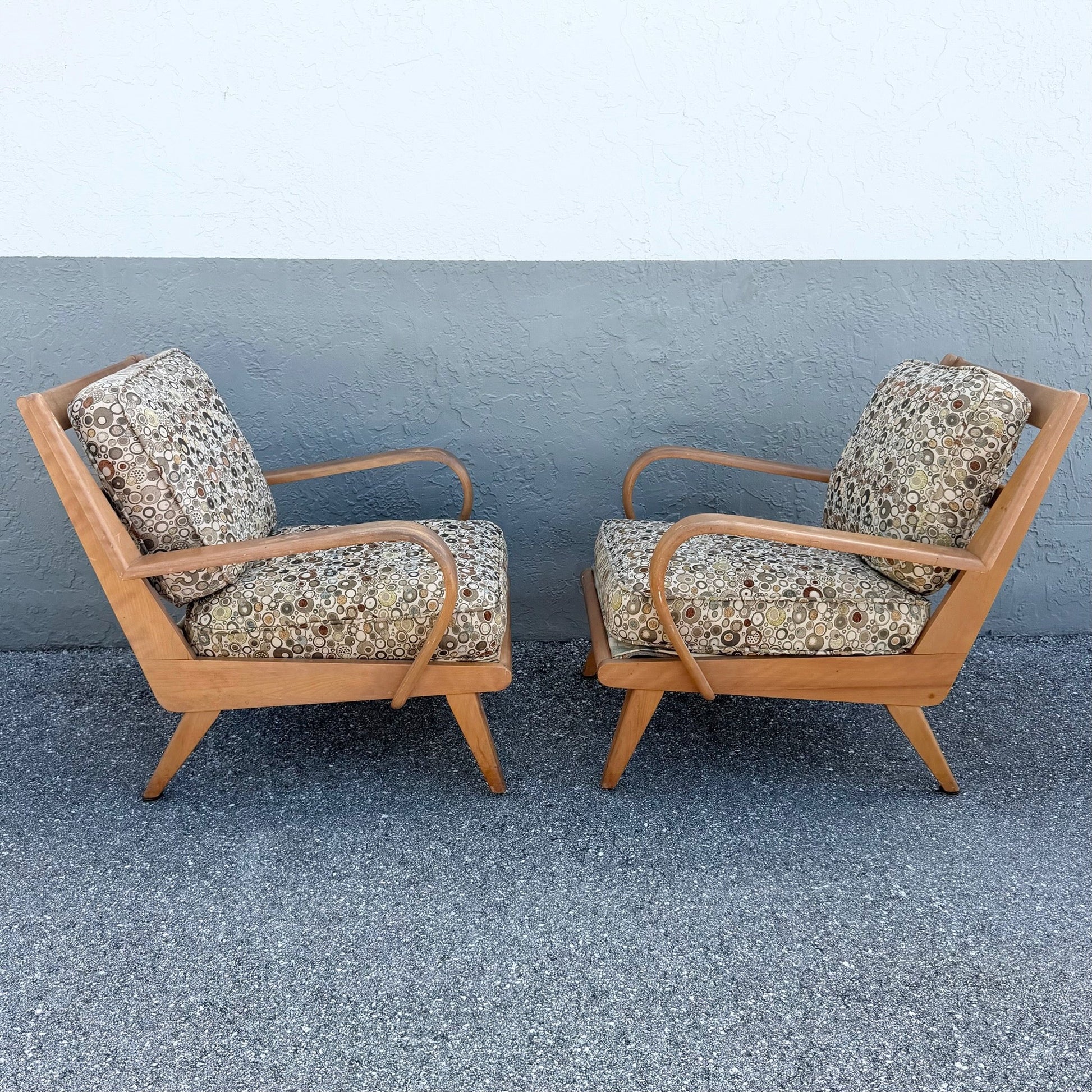 Mid Century Modern Bentwood Lounge Chairs by Heywood Wakefield - A Pair Dolphin & Flamingo