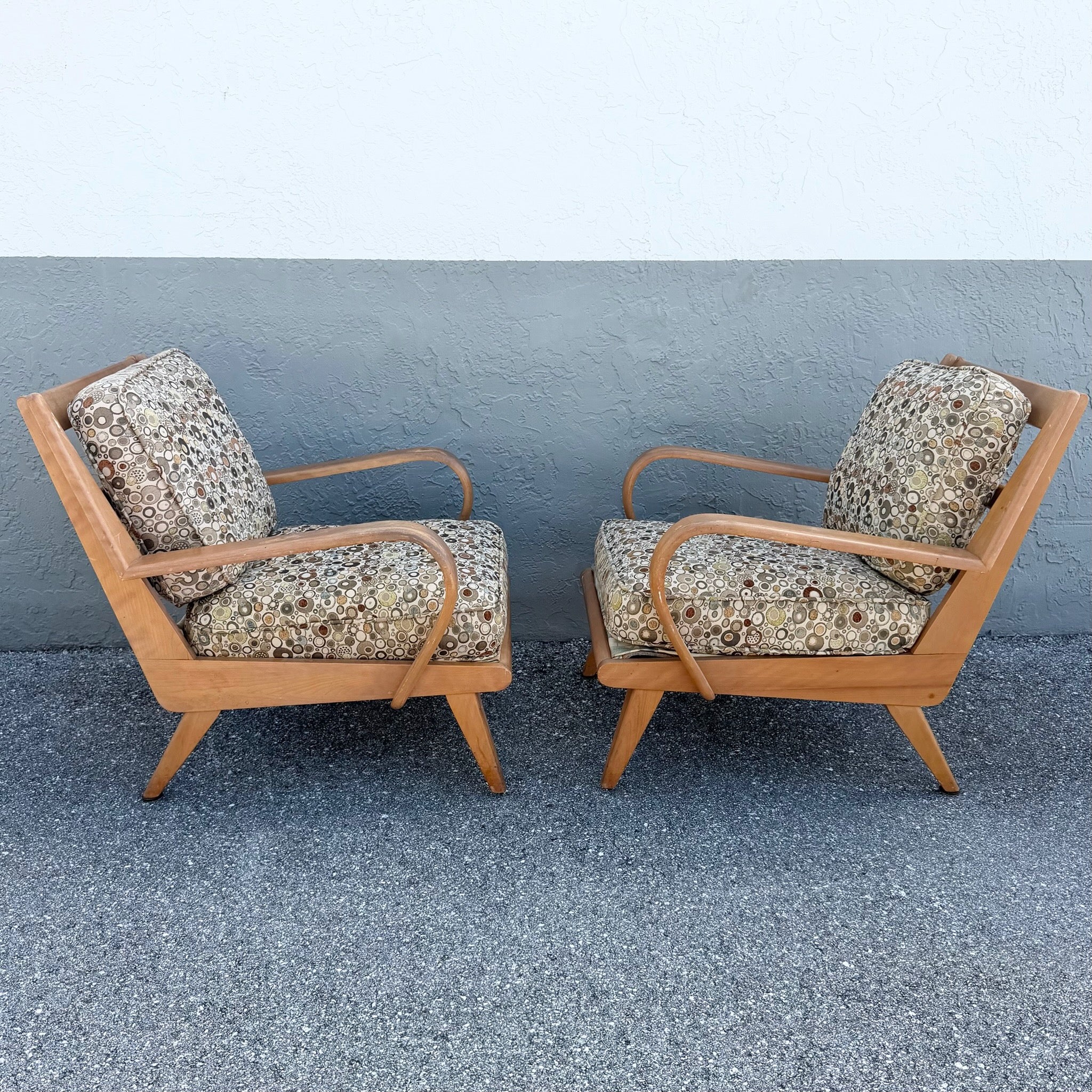 Mid Century Modern Bentwood Lounge Chairs by Heywood Wakefield - A Pair Dolphin & Flamingo