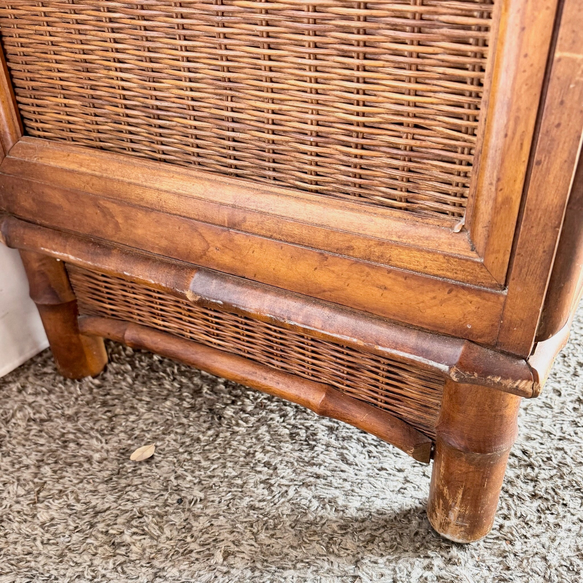 Vintage Boho Chic Faux Bamboo Wicker Dresser by American of Martinsville