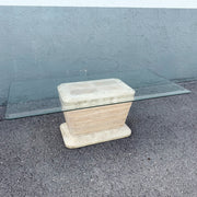 Postmodern Tessellated Stone Penciled Glass Top Coffee Table Dolphin & Flamingo