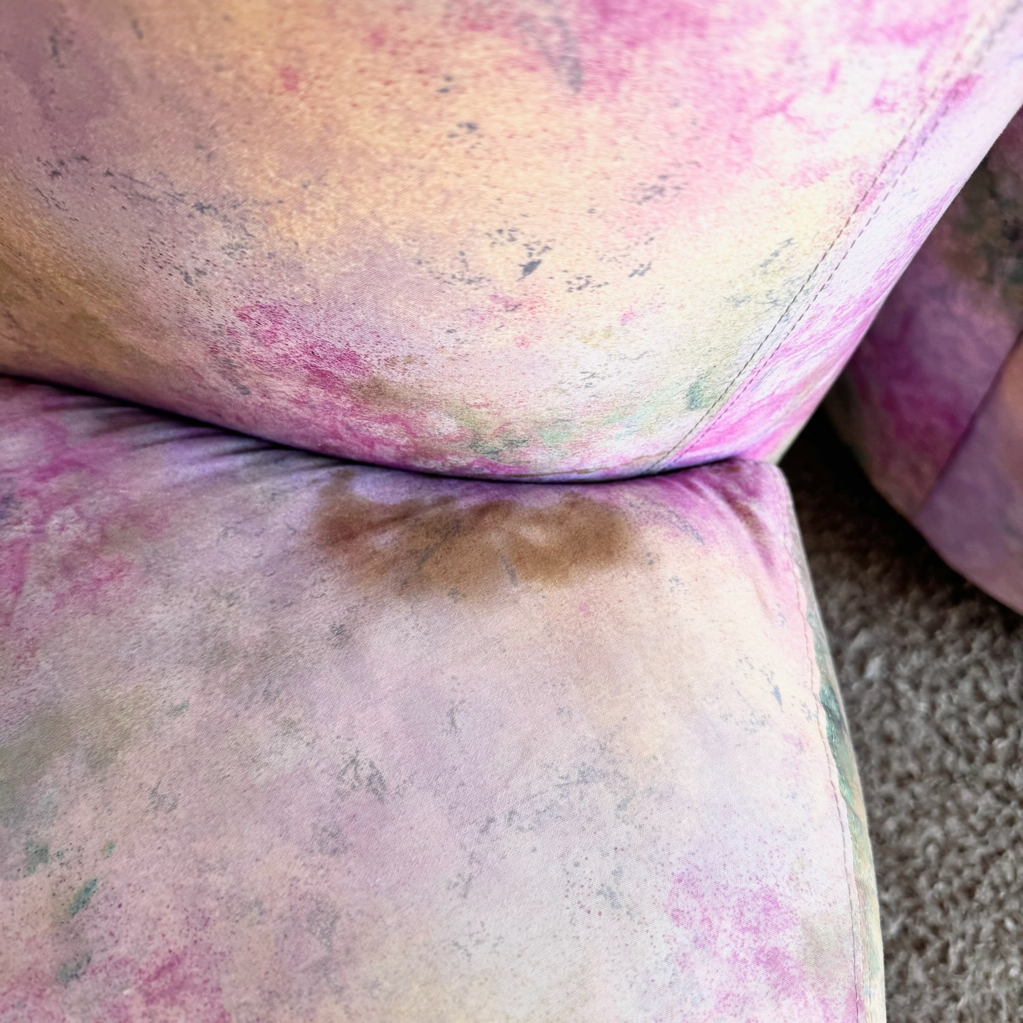 Postmodern Pink Multi Colored Nautilus Swivel Lounge Chairs by Directional - A Pair