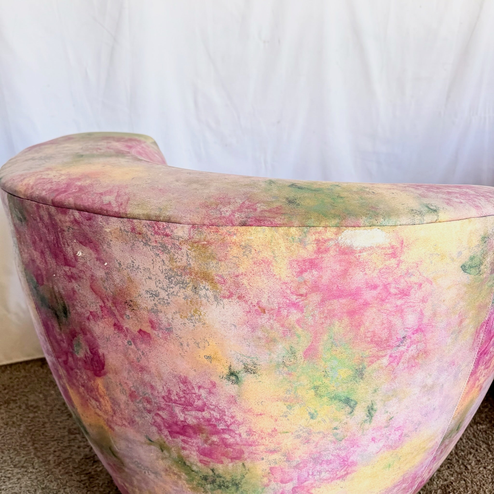 Postmodern Pink Multi Colored Nautilus Swivel Lounge Chairs by Directional - A Pair