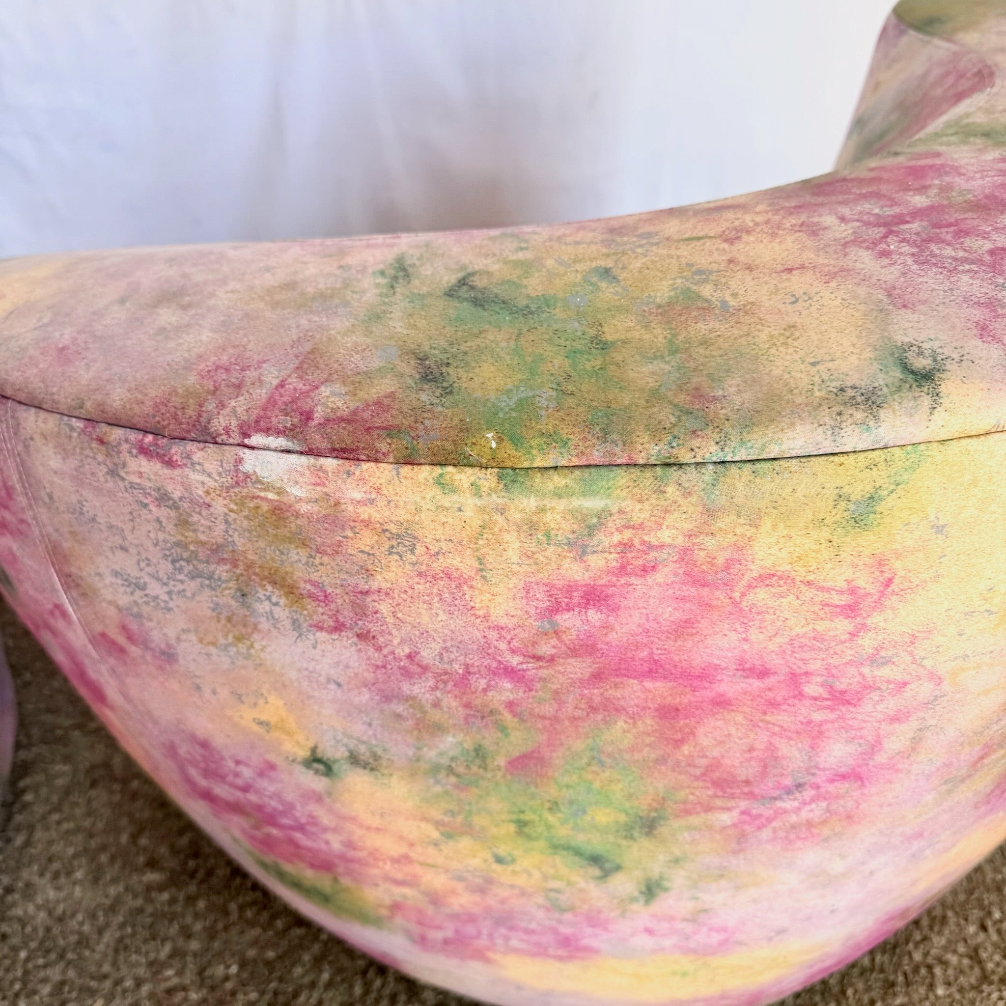 Postmodern Pink Multi Colored Nautilus Swivel Lounge Chairs by Directional - A Pair