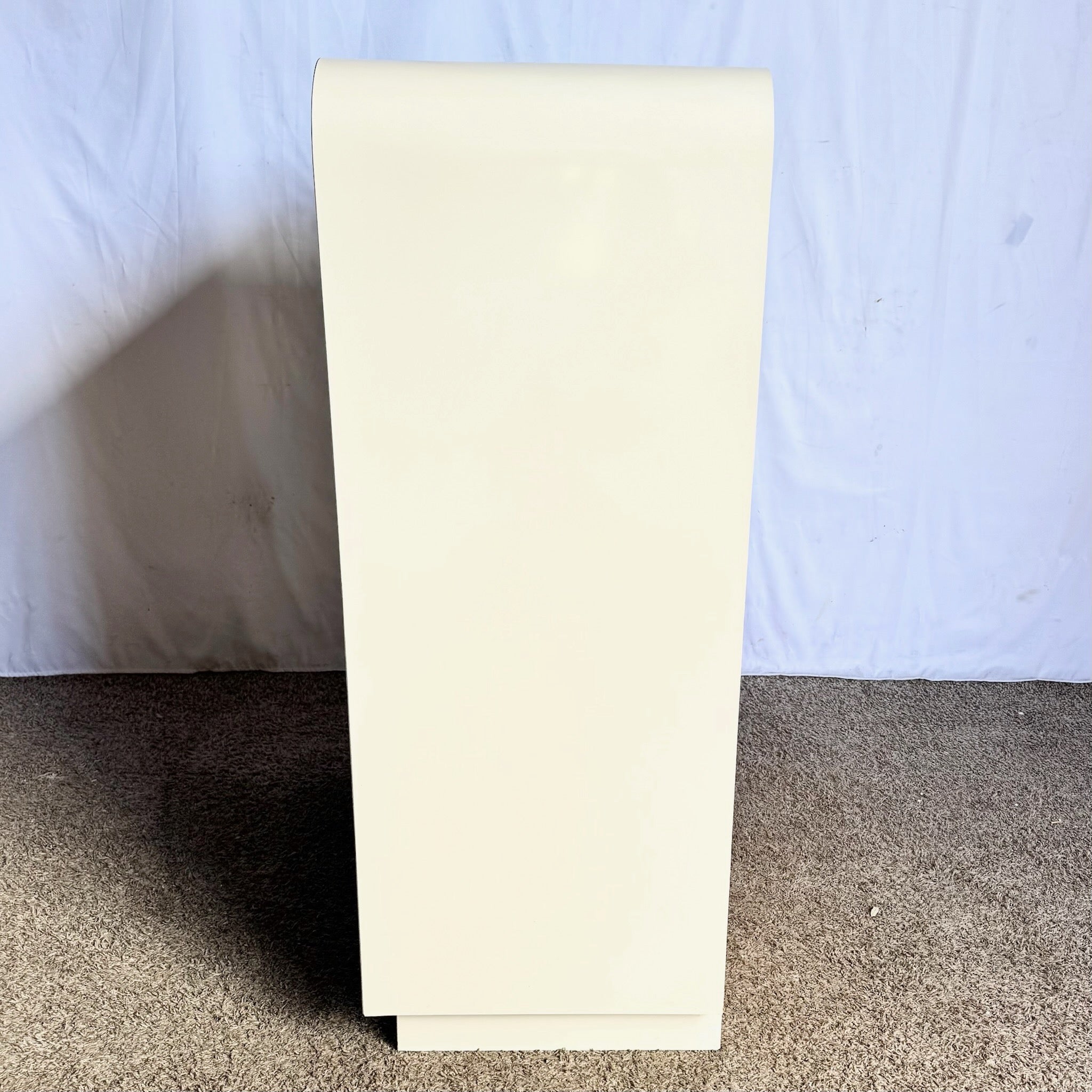 Postmodern Cream Lacquer Laminate Waterfall Highboy Dresser