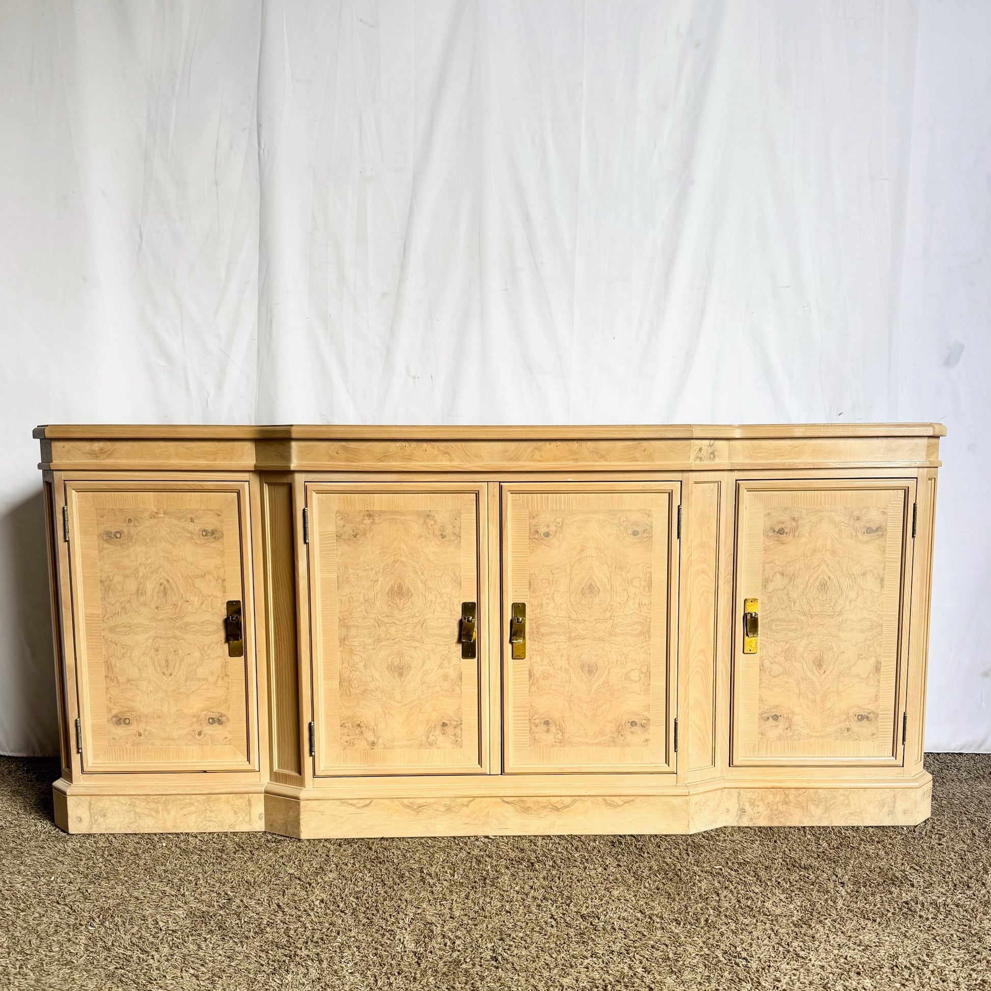 Vintage “Corinthian” Burlwood Credenza by Drexel Heritage - Dolphin & Flamingo