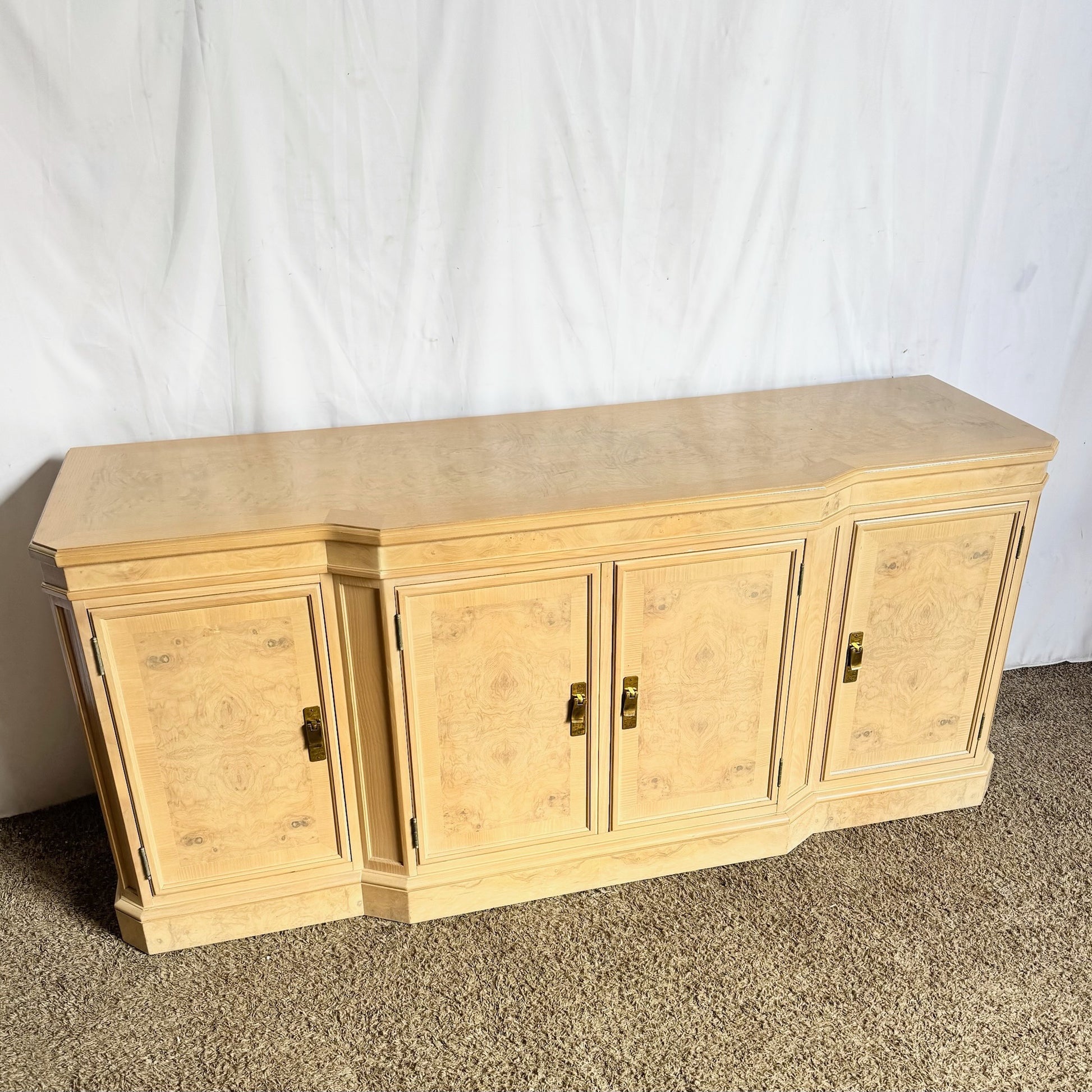 Vintage “Corinthian” Burlwood Credenza by Drexel Heritage - Dolphin & Flamingo