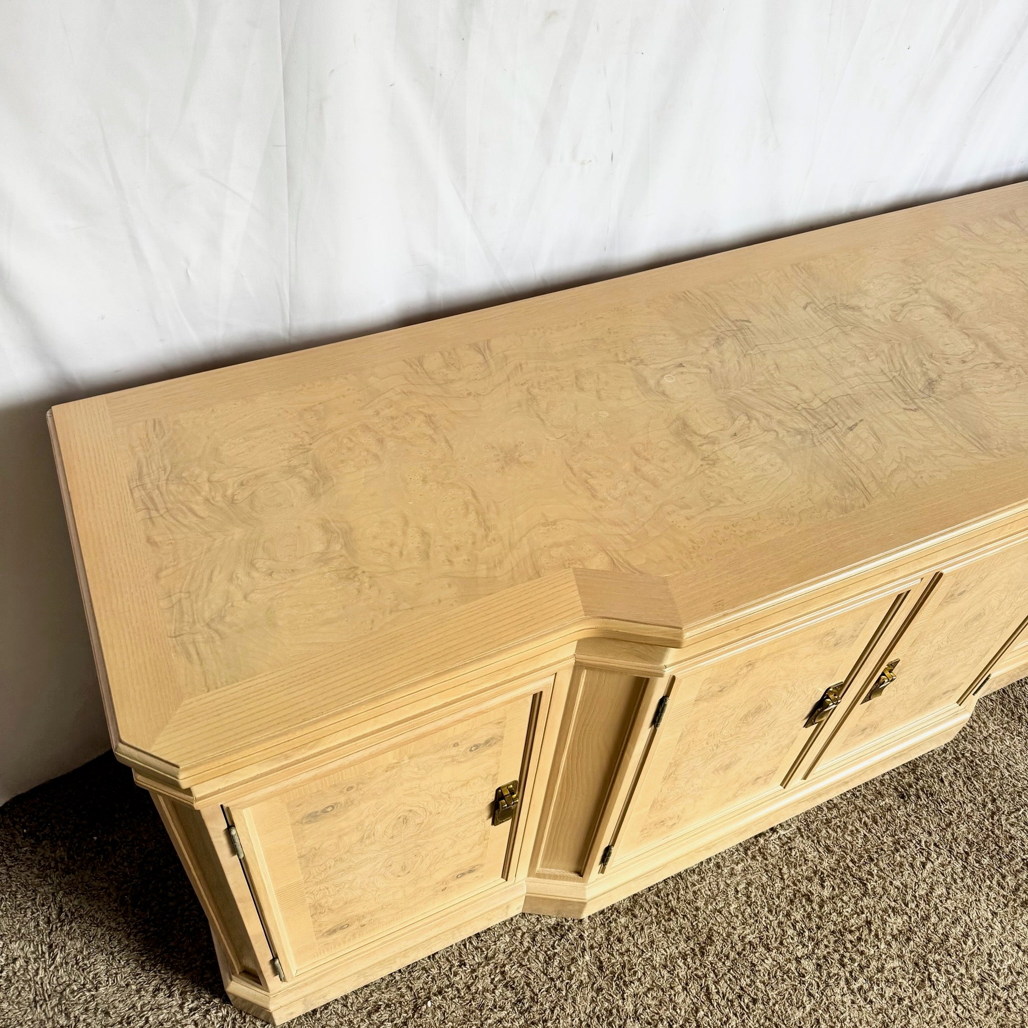 Vintage “Corinthian” Burlwood Credenza by Drexel Heritage - Dolphin & Flamingo