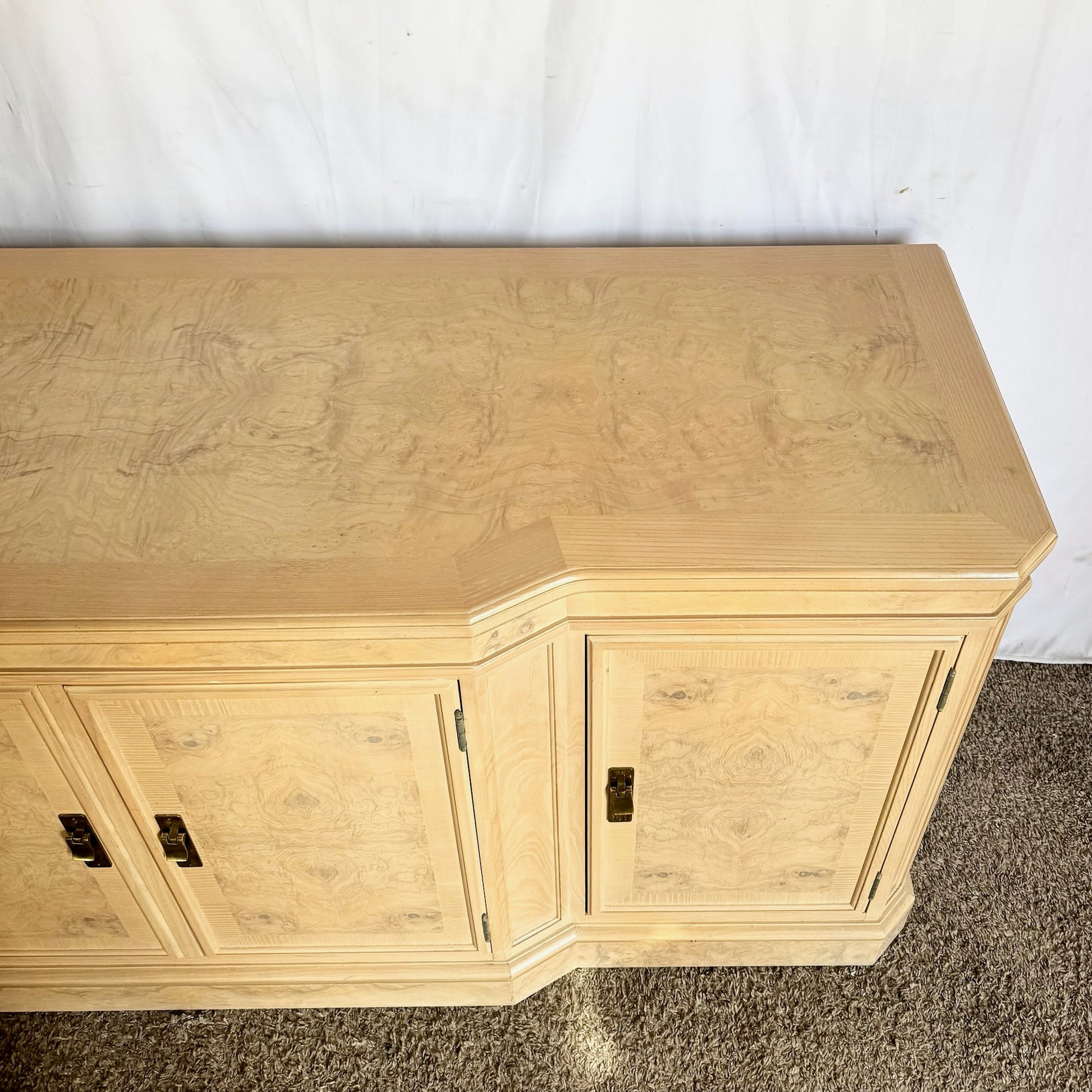 Vintage “Corinthian” Burlwood Credenza by Drexel Heritage - Dolphin & Flamingo