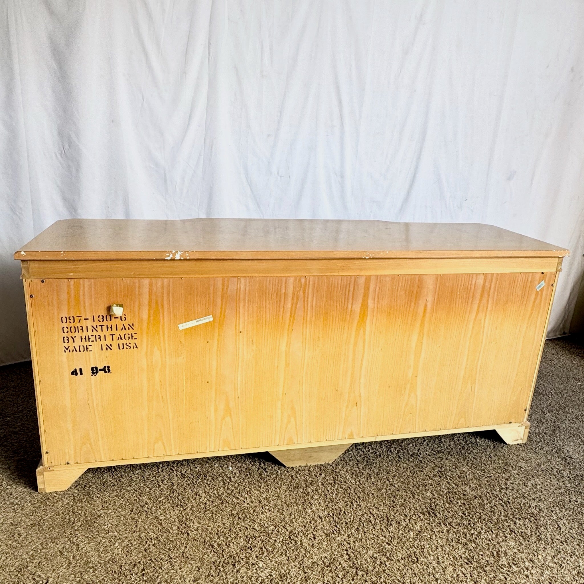 Vintage “Corinthian” Burlwood Credenza by Drexel Heritage - Dolphin & Flamingo