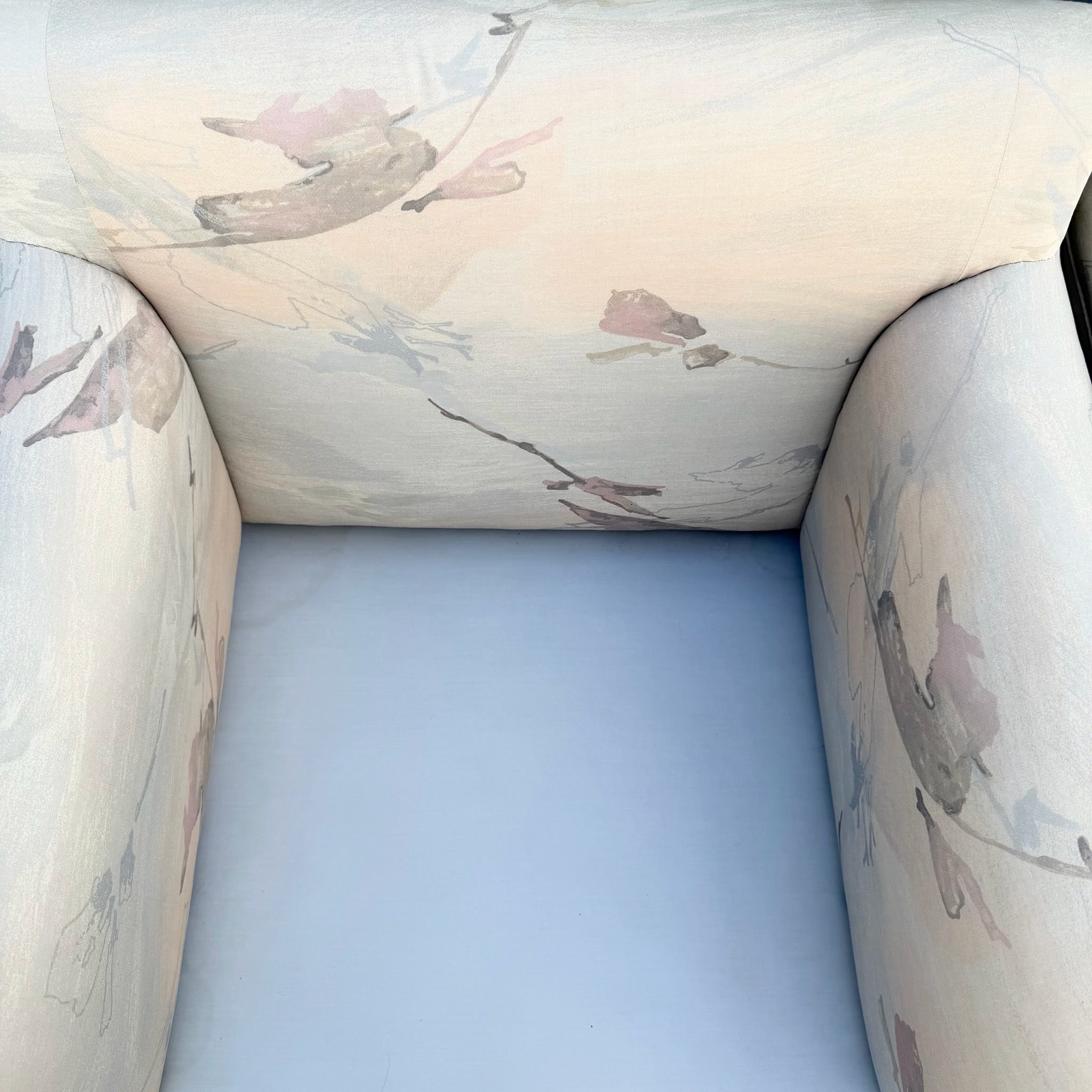 Postmodern Pink and Blue Ropped and Skirted Lounge Chairs - A Pair Dolphin & Flamingo