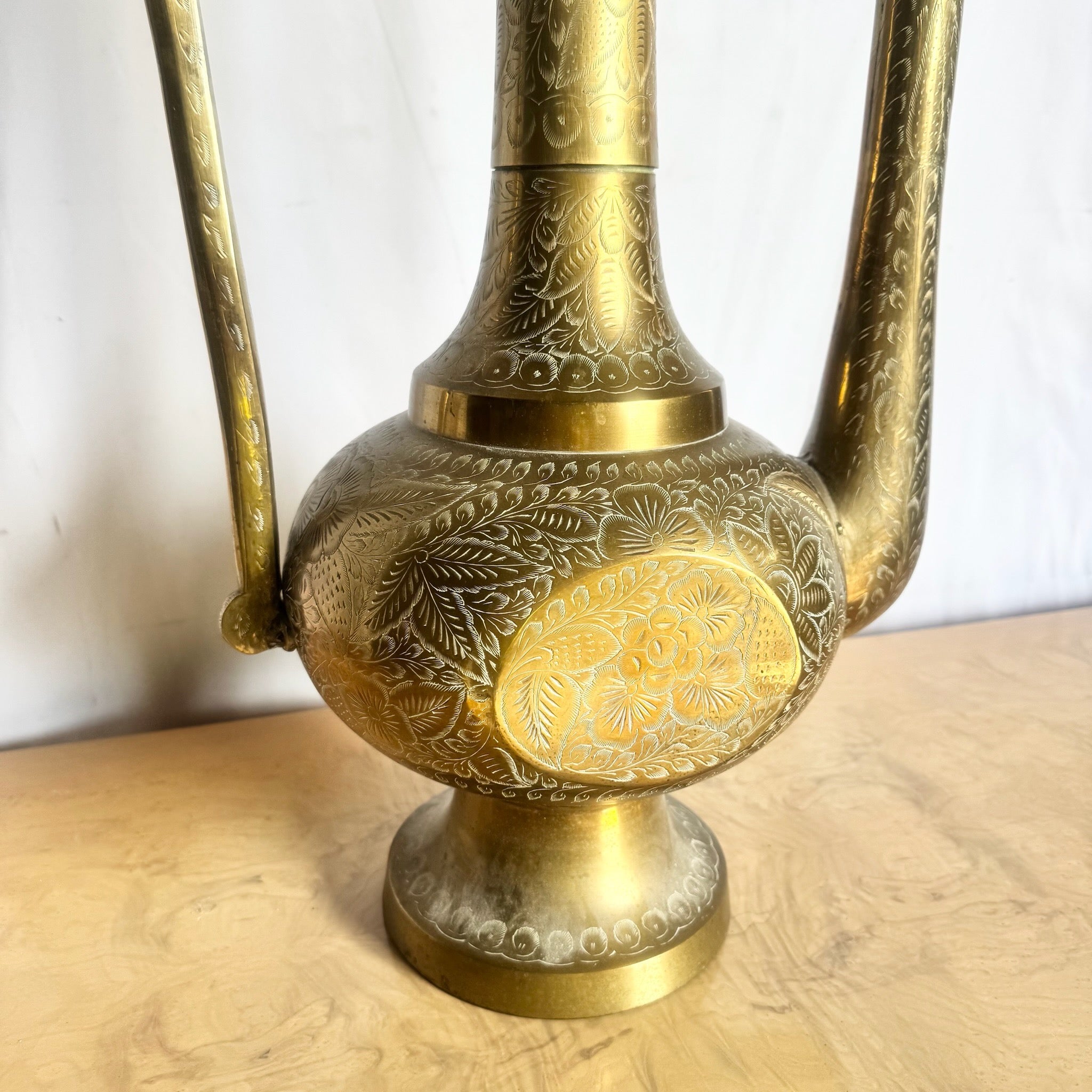 Moorish Etched Brass Pitcher/Ewer/Aftaba/Surahi