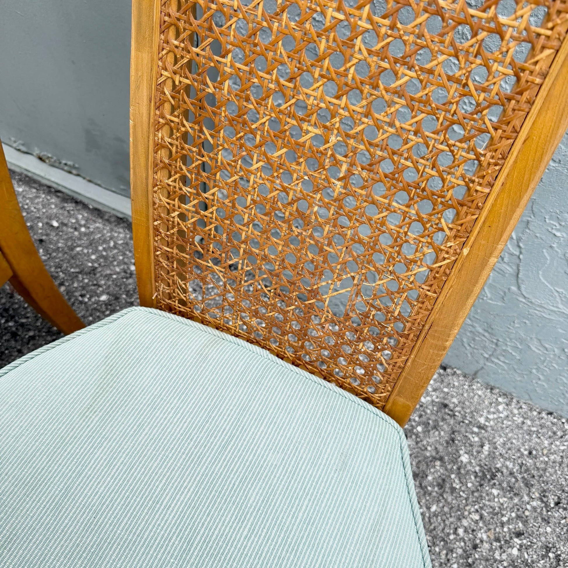 Mid Century Modern Burlwood Caneback Dining Chairs - Set of 6 Dolphin & Flamingo
