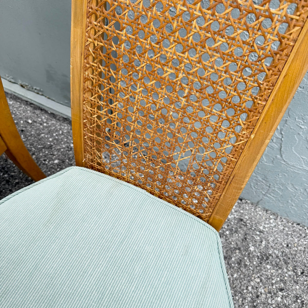 Mid Century Modern Burlwood Caneback Dining Chairs - Set of 6 Dolphin & Flamingo
