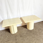 Postmodern Faux Marble Top Side Tables - A Pair