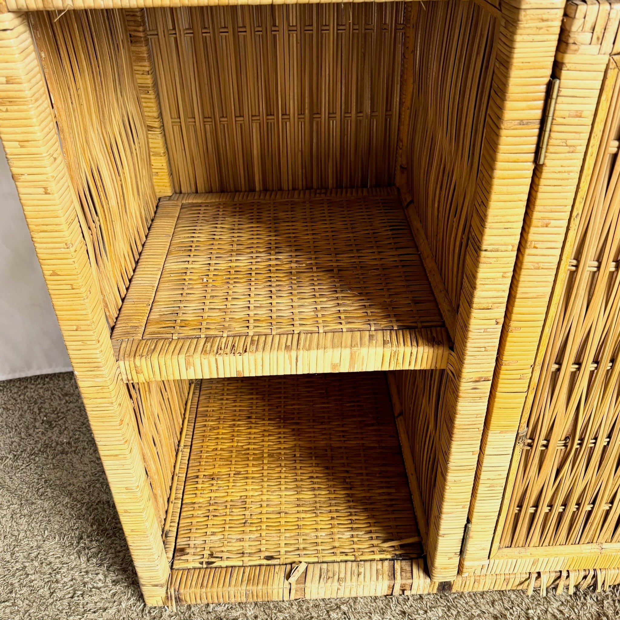 Vintage Boho Chic Wicker Credenza