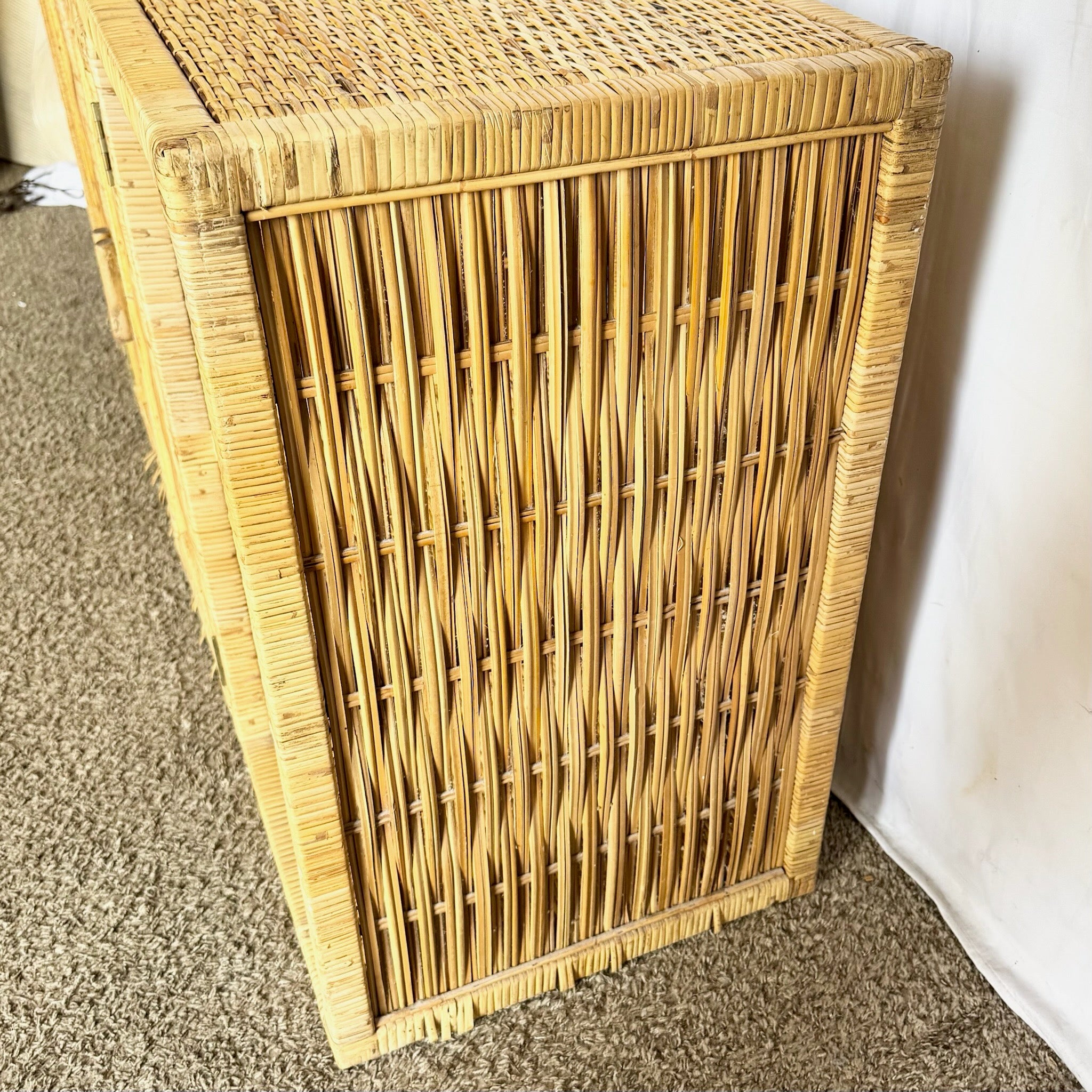 Vintage Boho Chic Wicker Credenza