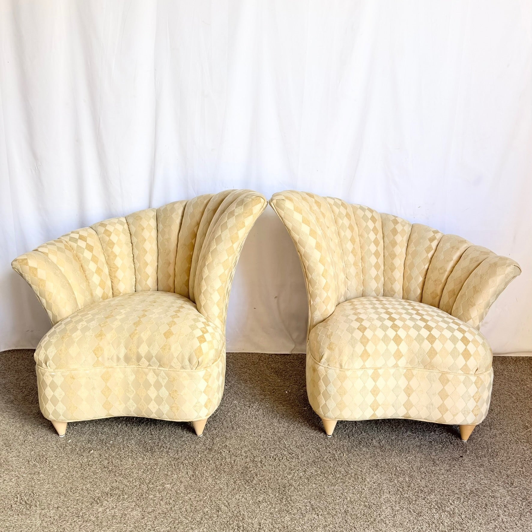 Postmodern Ascending Clam Shell Lounge Chairs - A Pair