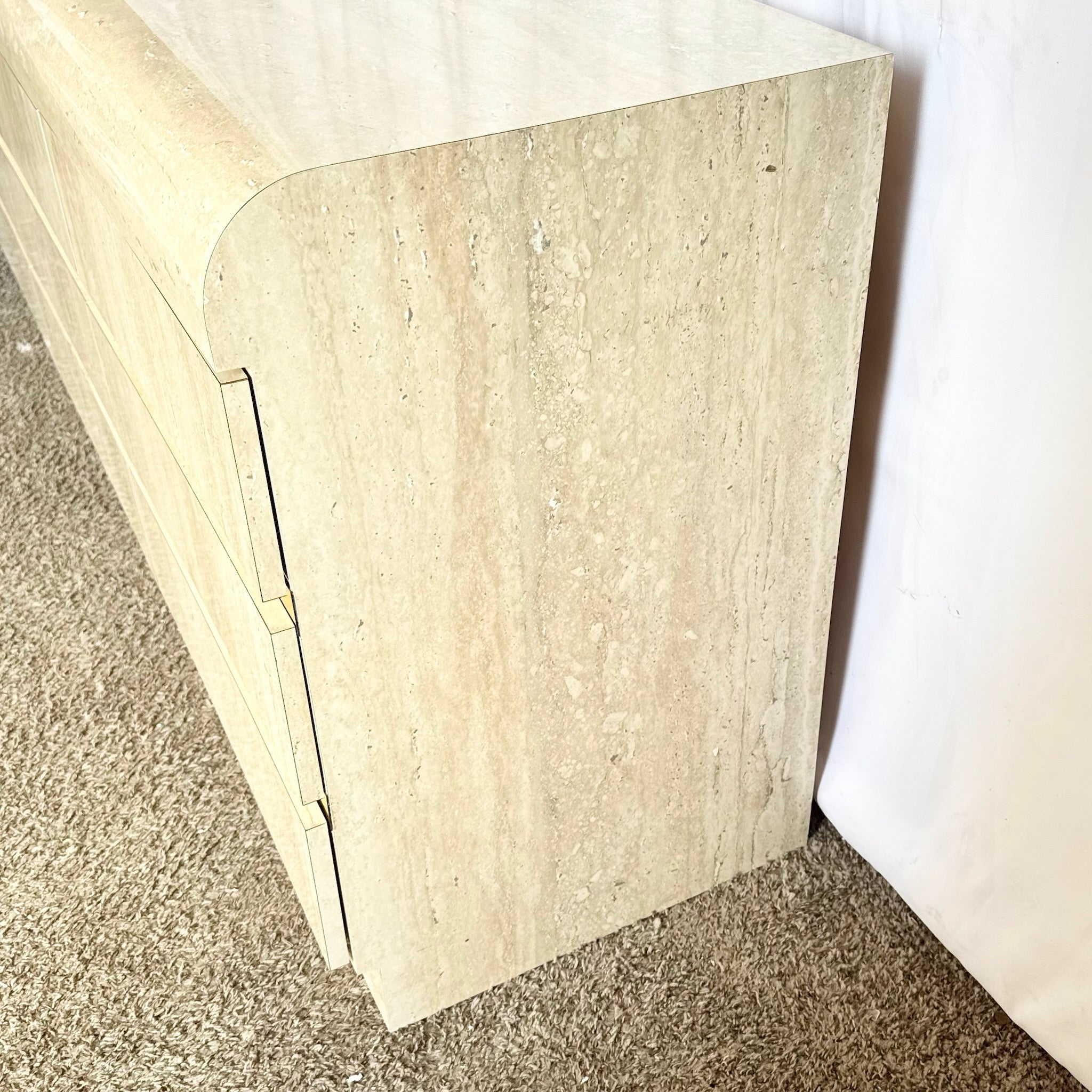 Postmodern Faux Travertine Laminate Waterfall Dresser