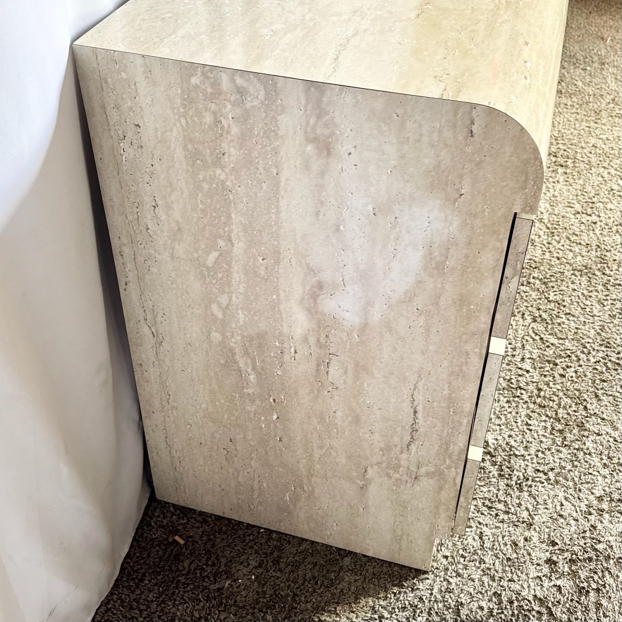 Postmodern Faux Travertine Laminate Waterfall Dresser