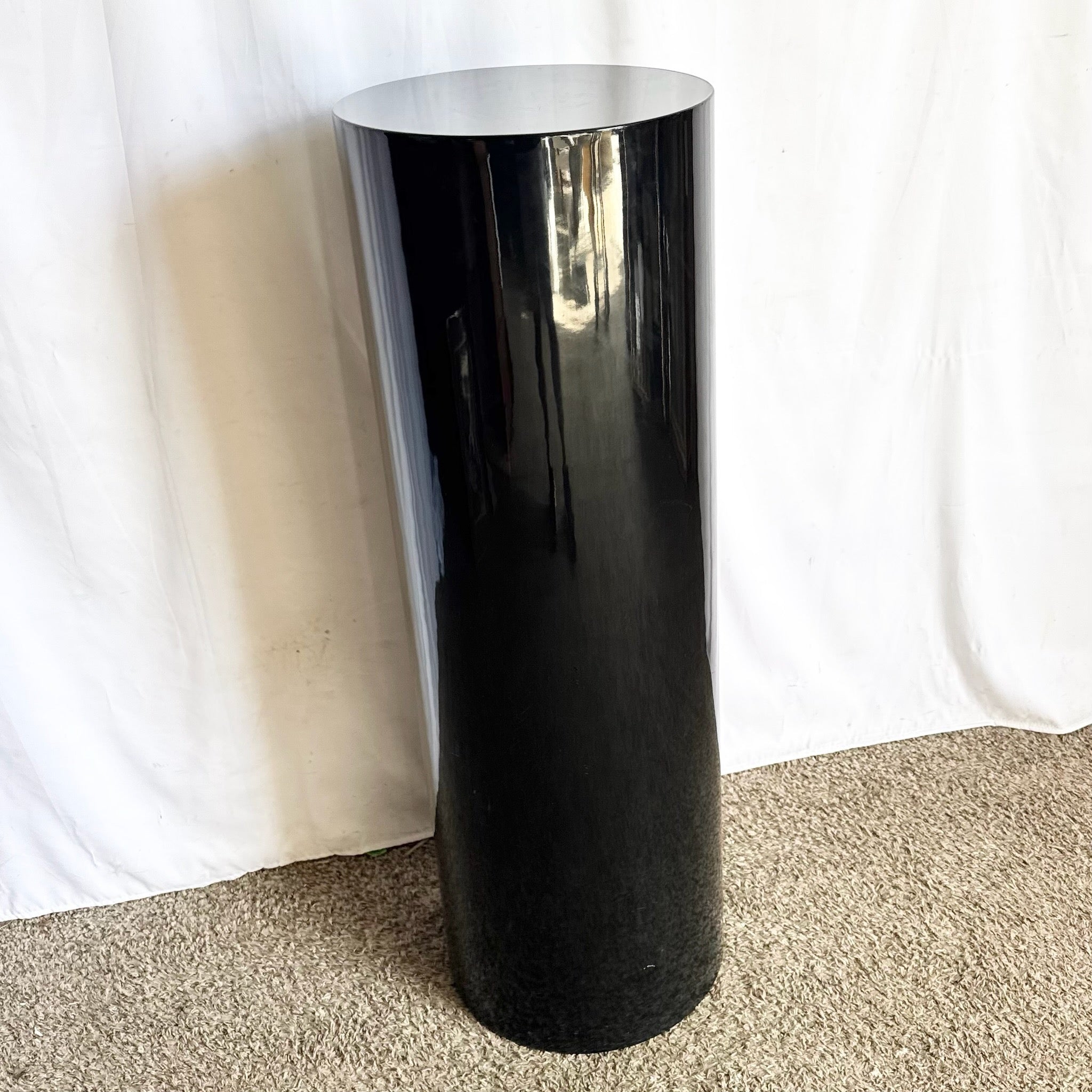 Postmodern Black Lacquered Cylindrical Pedestal