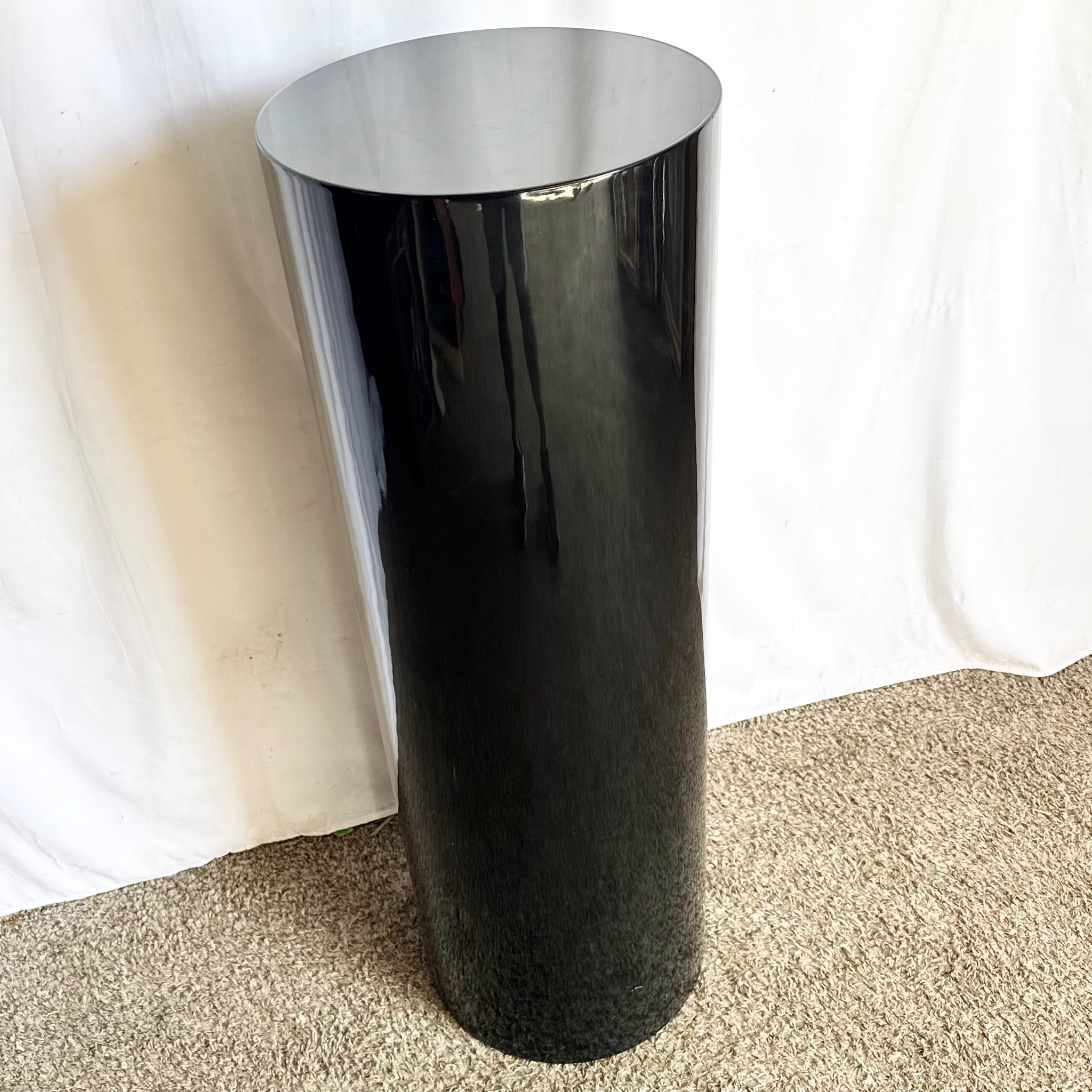 Postmodern Black Lacquered Cylindrical Pedestal